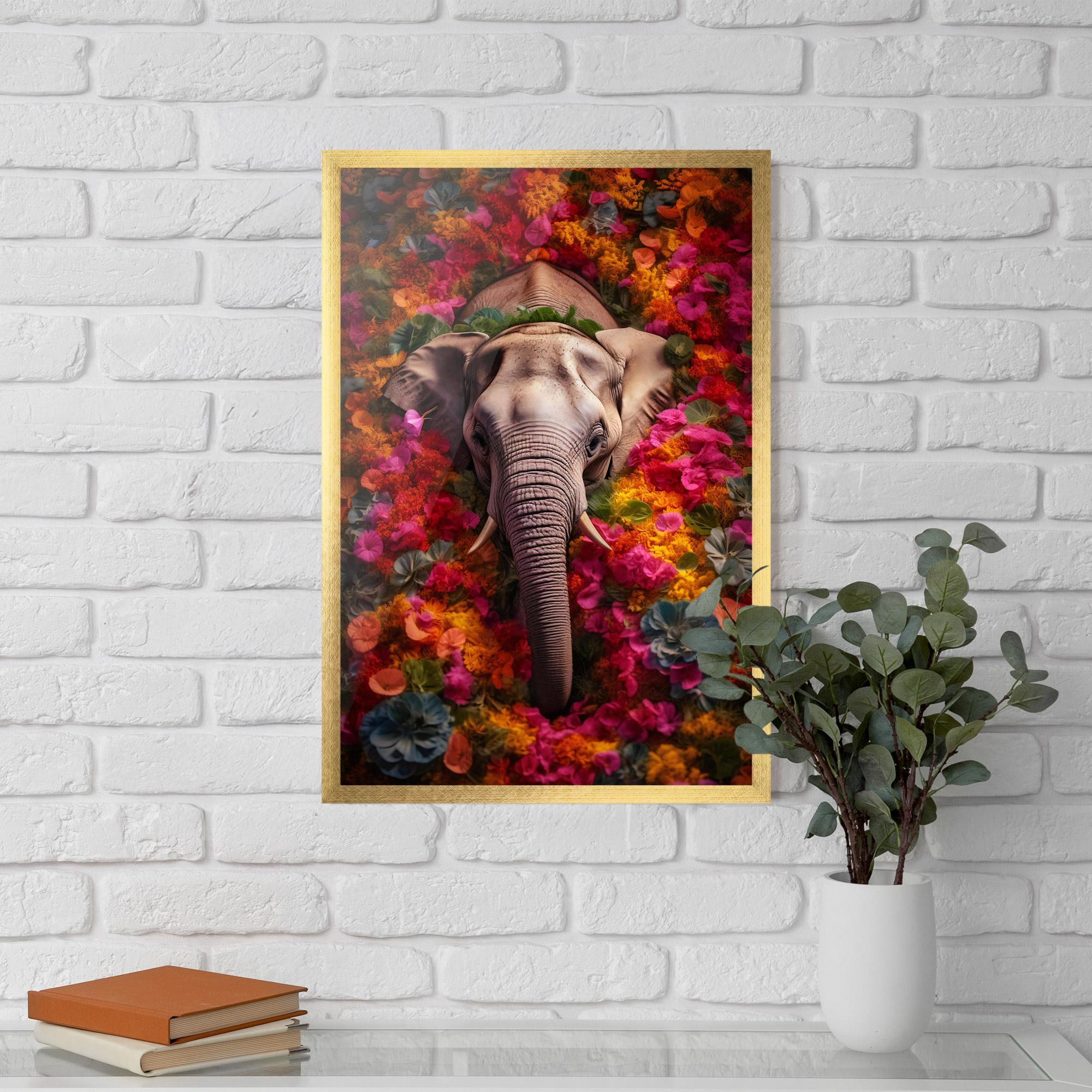 Poster Înrămat Flower Elephant mockup 5