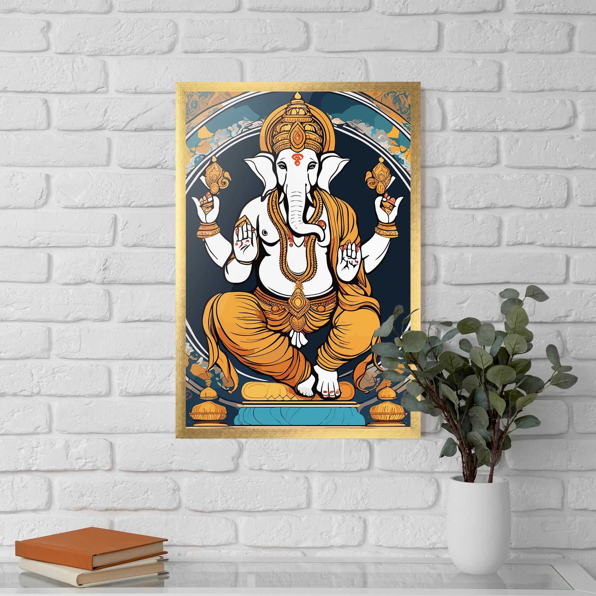 Poster Înrămat Gold Ganpati mockup 5