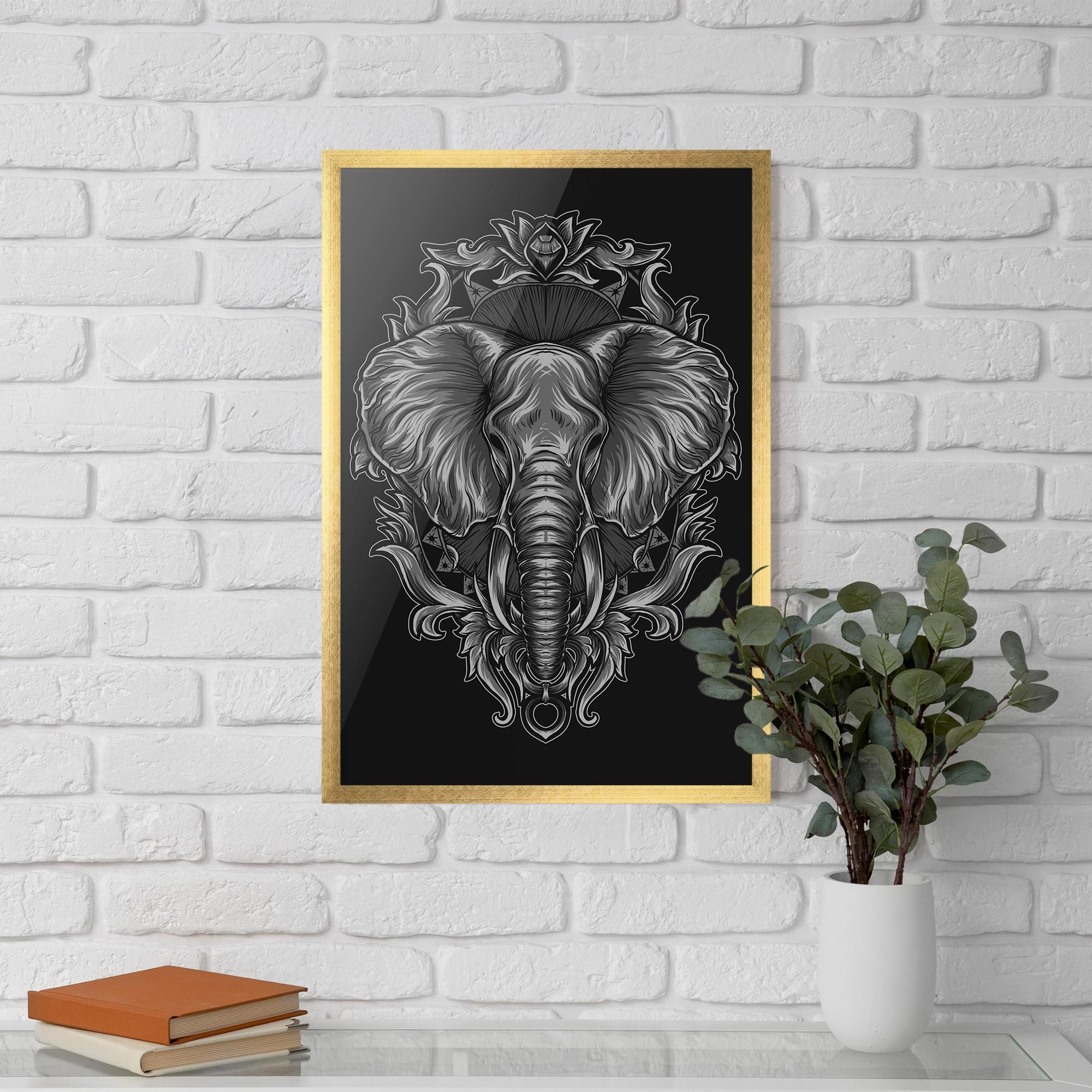 Poster Înrămat Grey Elephant Head mockup 5