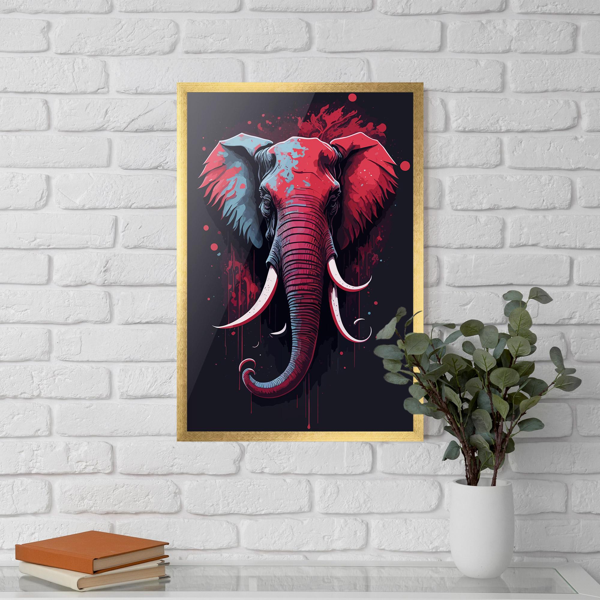 Poster Înrămat Red Blue Elephant mockup 5