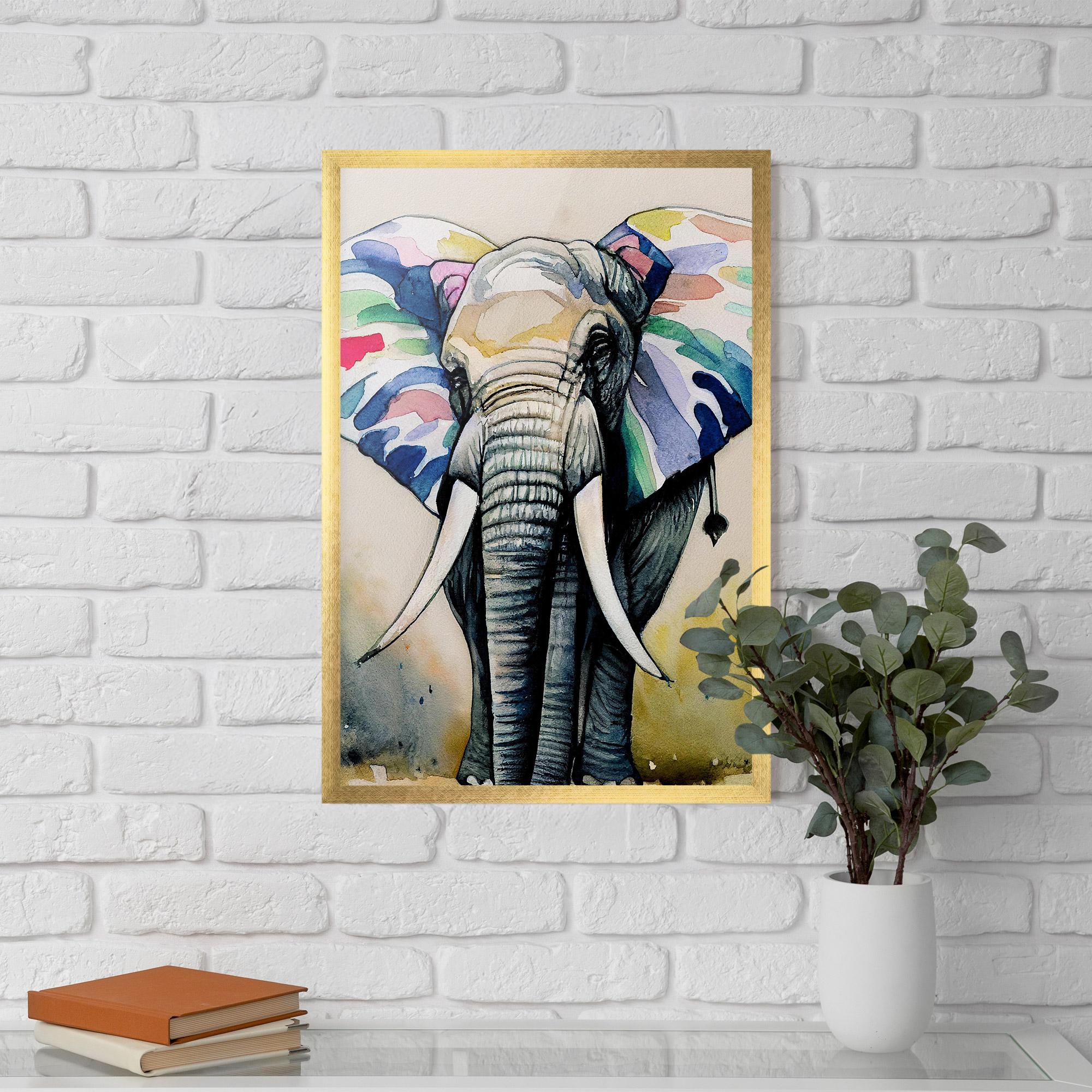 Poster Înrămat Watercolor Elephant Art mockup 5