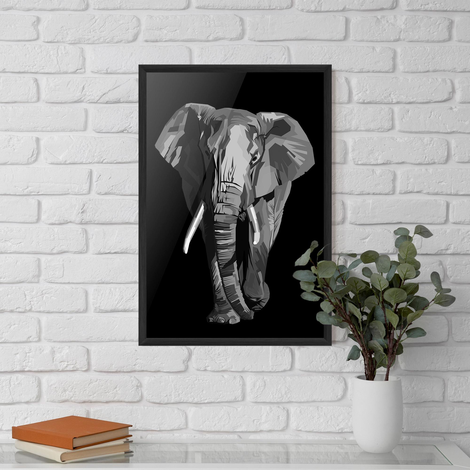Poster Înrămat Beautiful Grey Elephant mockup 5