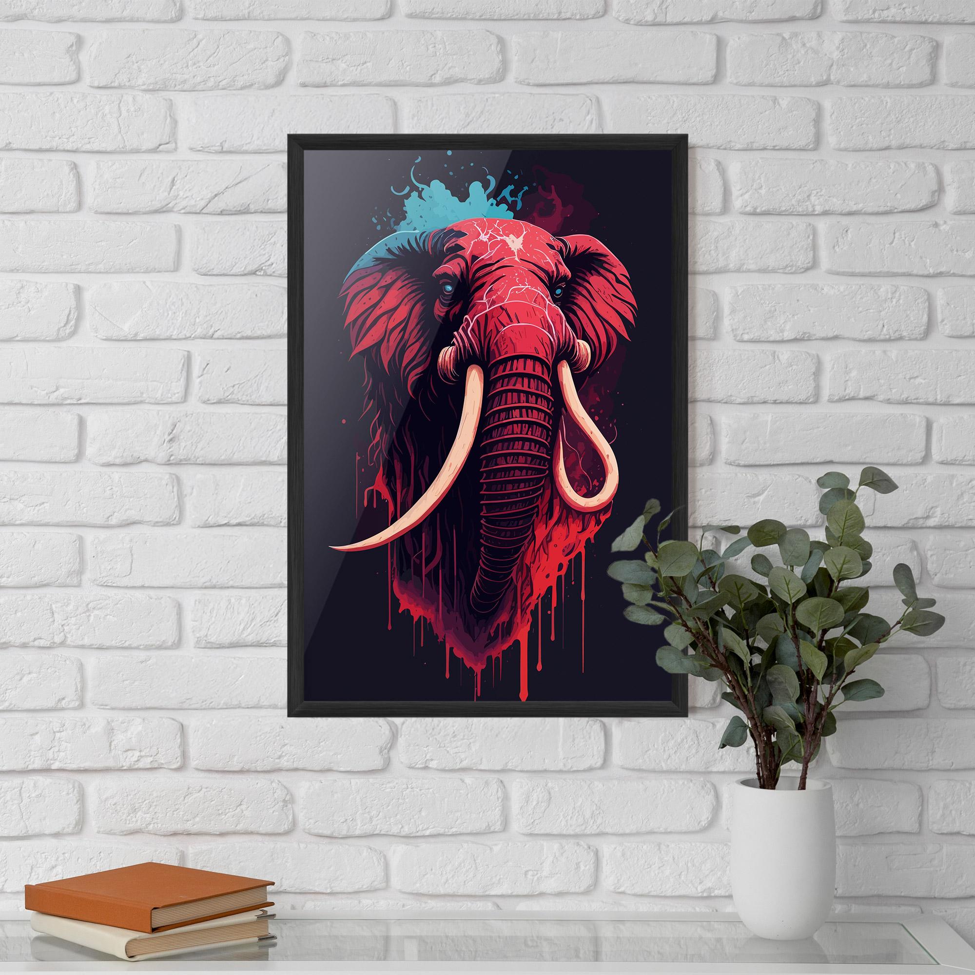 Poster Înrămat Blue Red Elephant mockup 5