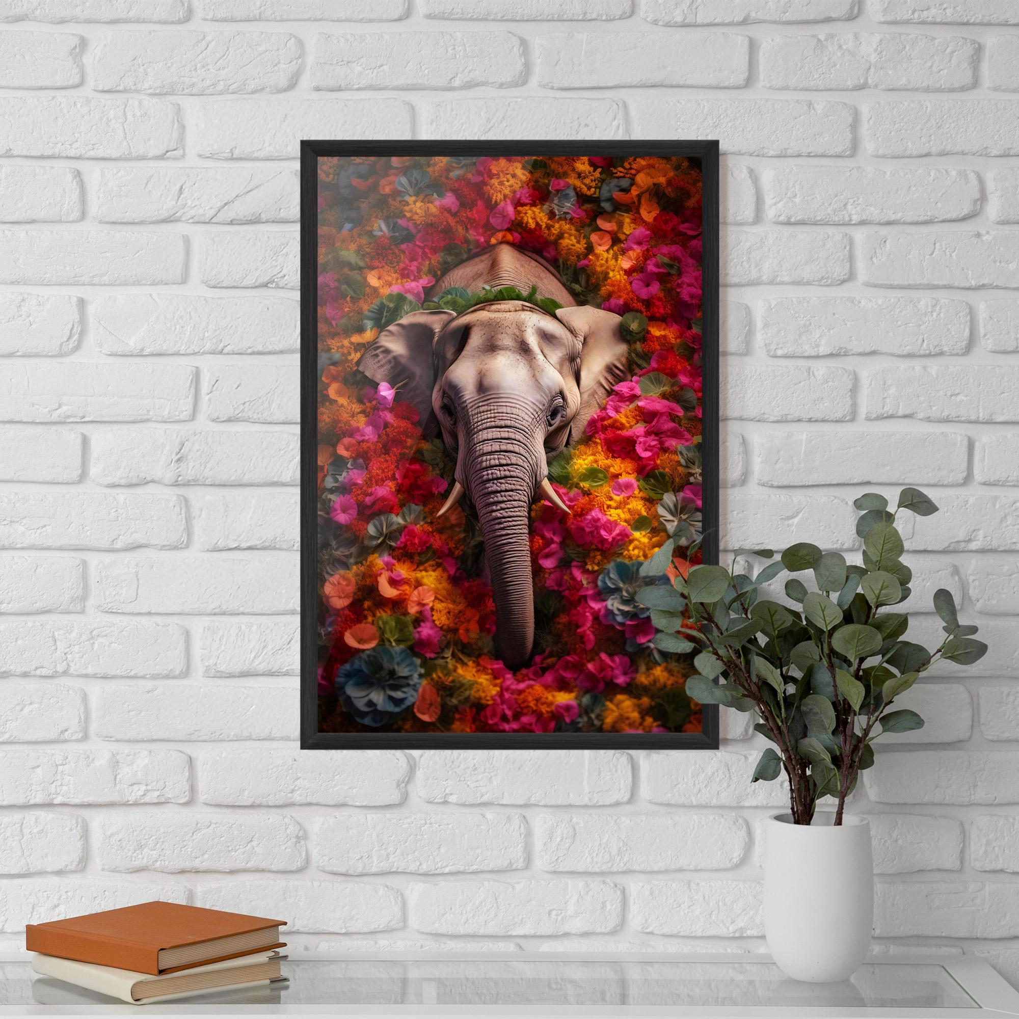 Poster Înrămat Flower Elephant mockup 5