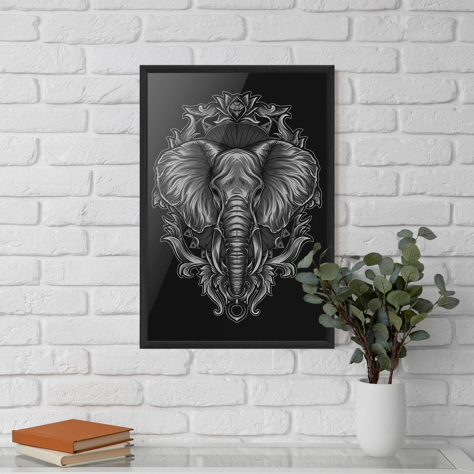 Poster Înrămat Grey Elephant Head mockup 5