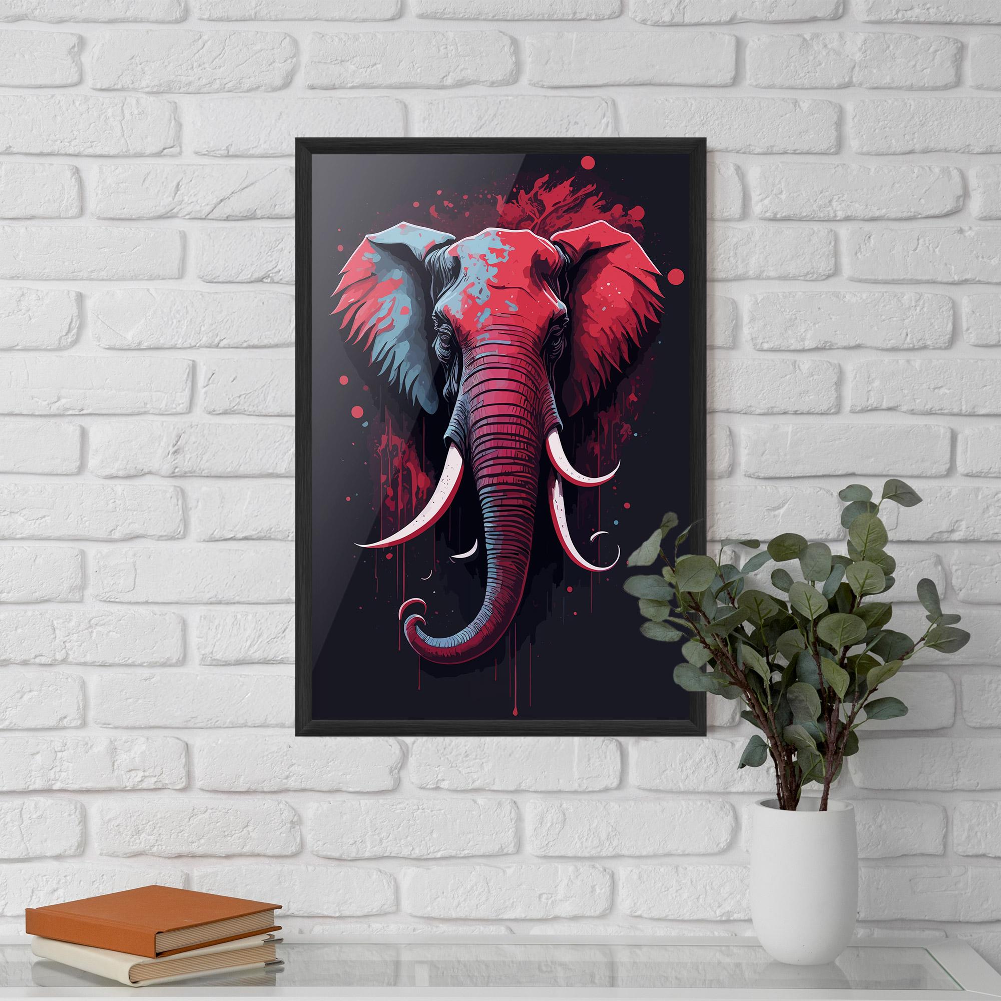 Poster Înrămat Red Blue Elephant mockup 5