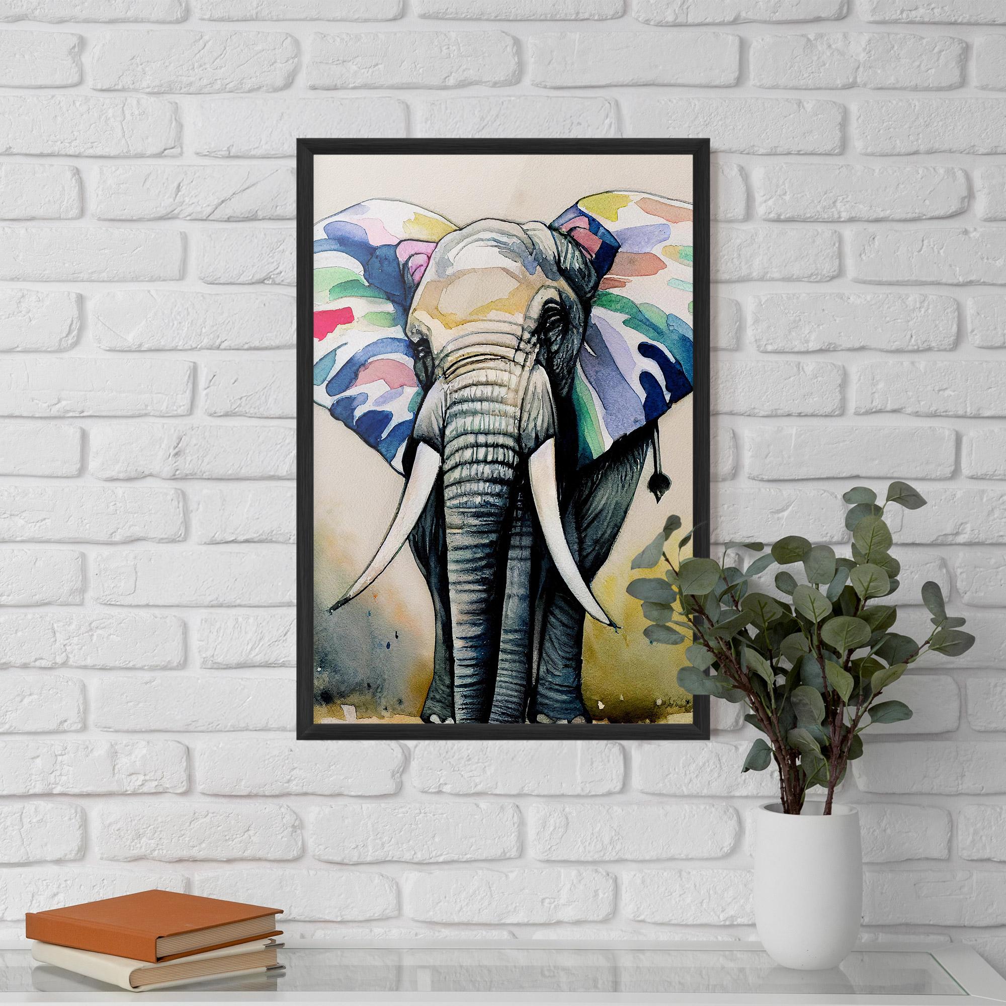 Poster Înrămat Watercolor Elephant Art mockup 5