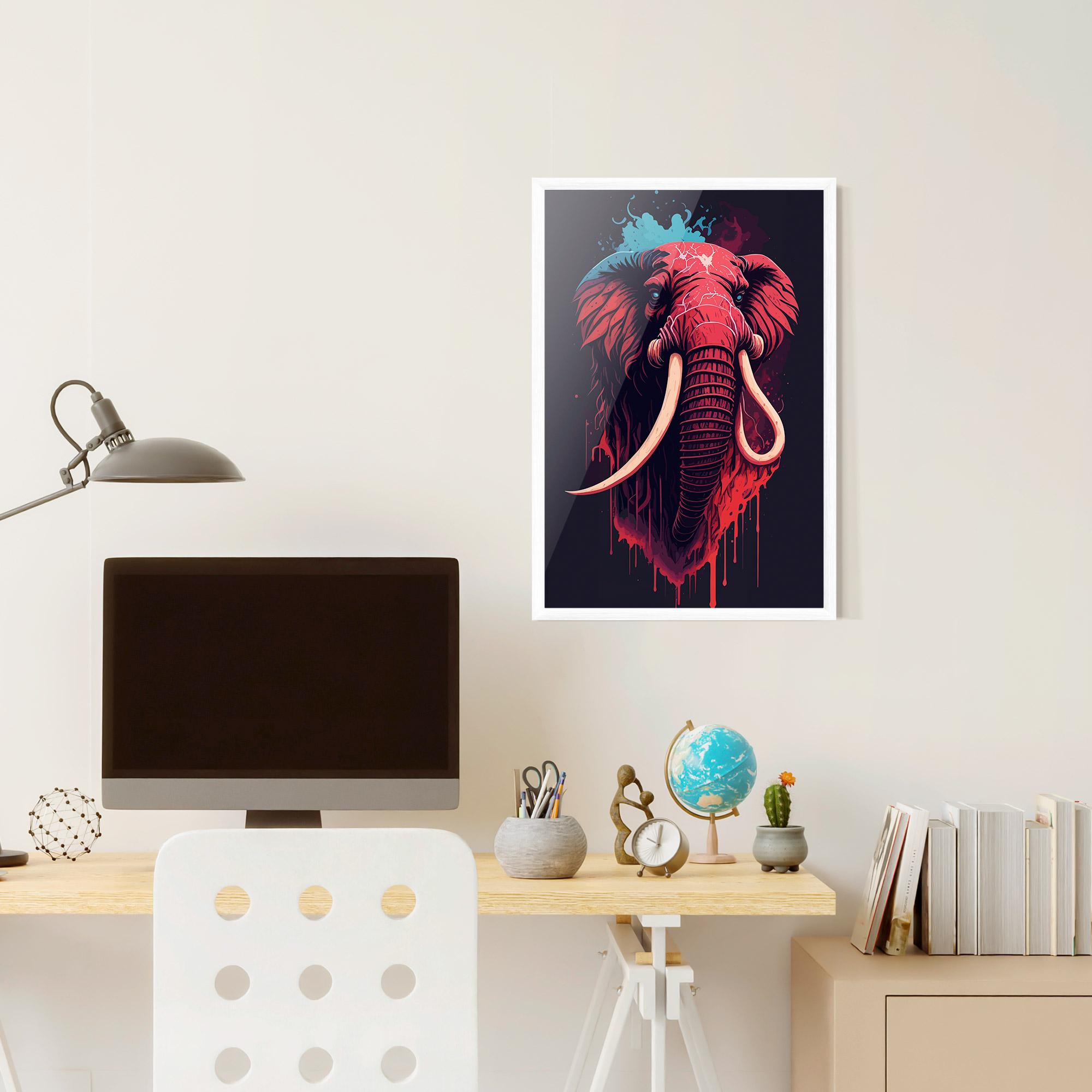 Poster Înrămat Blue Red Elephant mockup 6