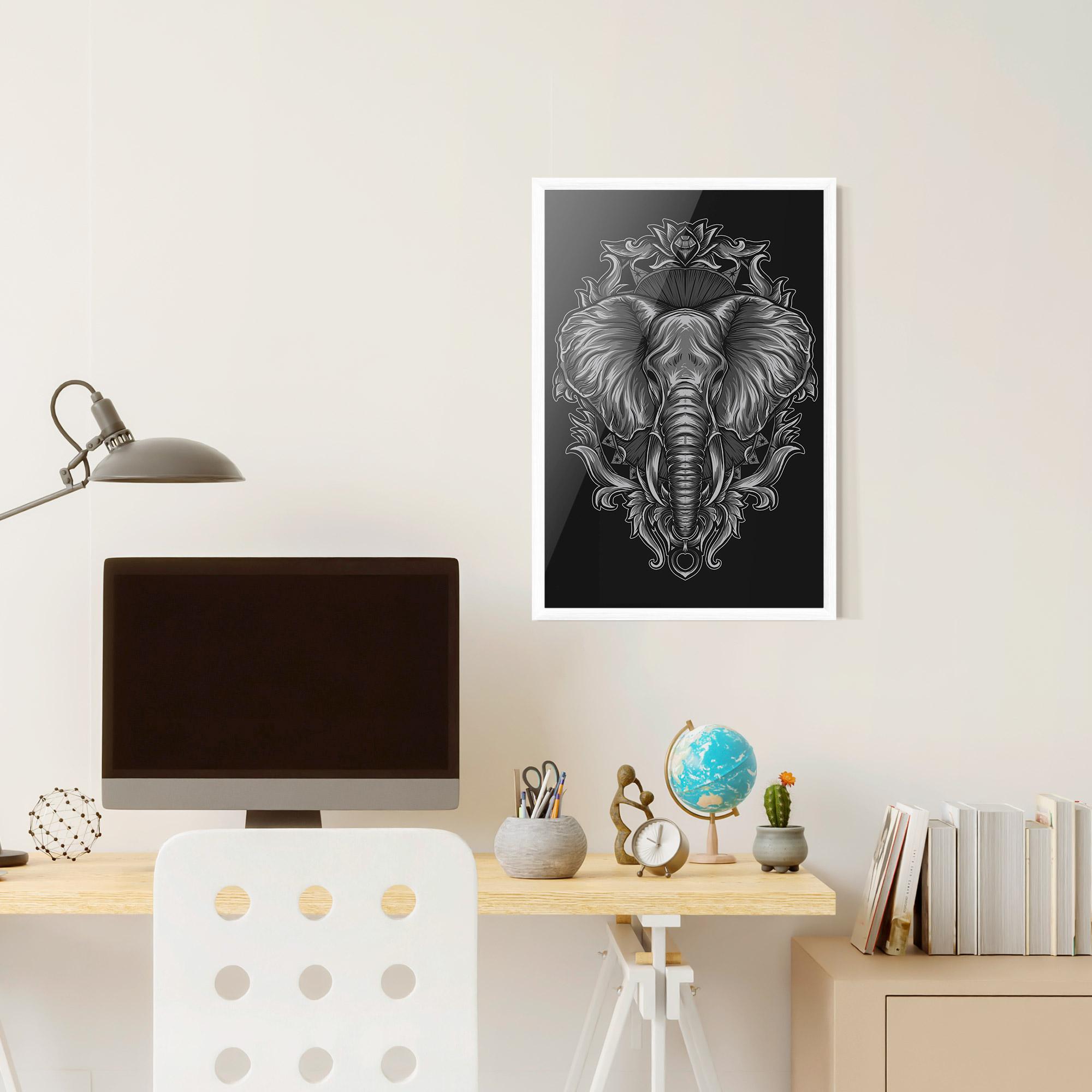 Poster Înrămat Grey Elephant Head mockup 6