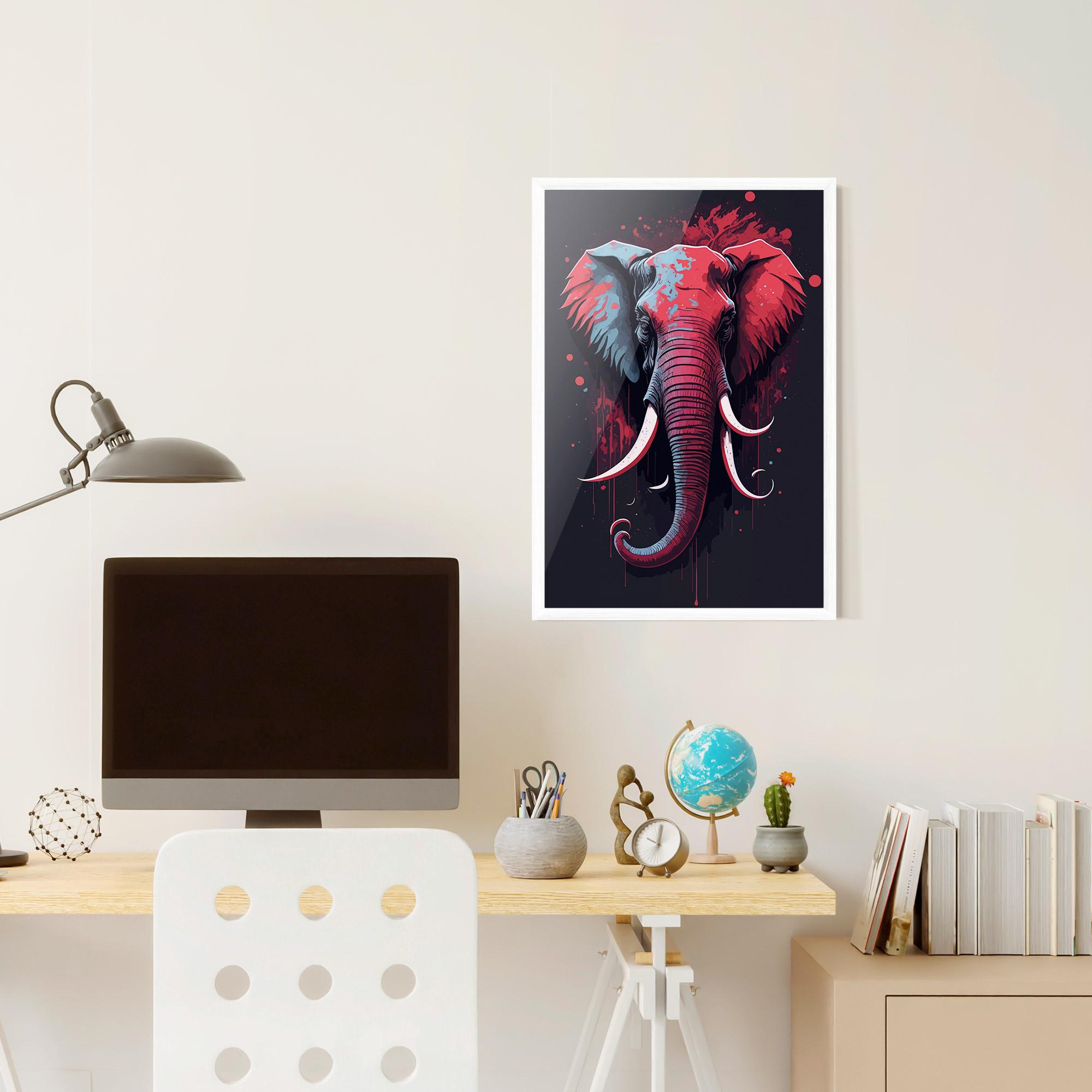 Poster Înrămat Red Blue Elephant mockup 6
