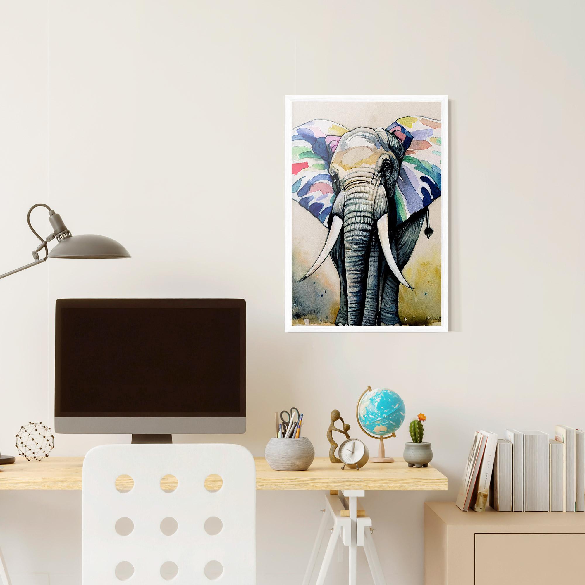 Poster Înrămat Watercolor Elephant Art mockup 6