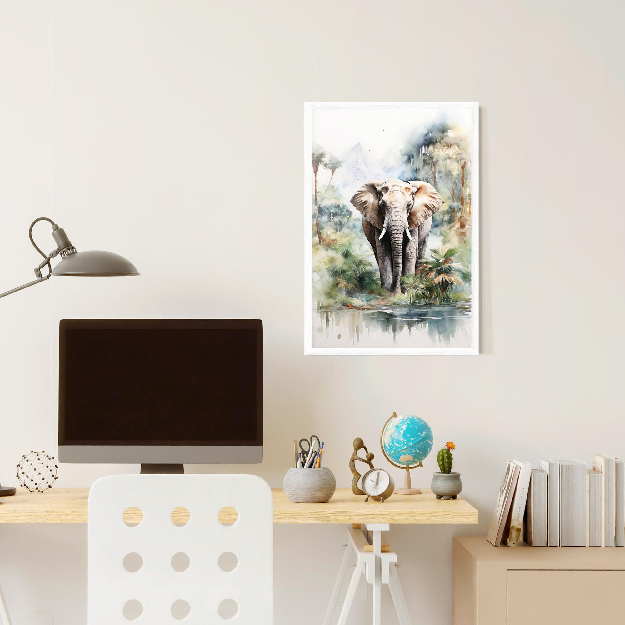 Poster Înrămat Wild Watercolor Elephant mockup 6