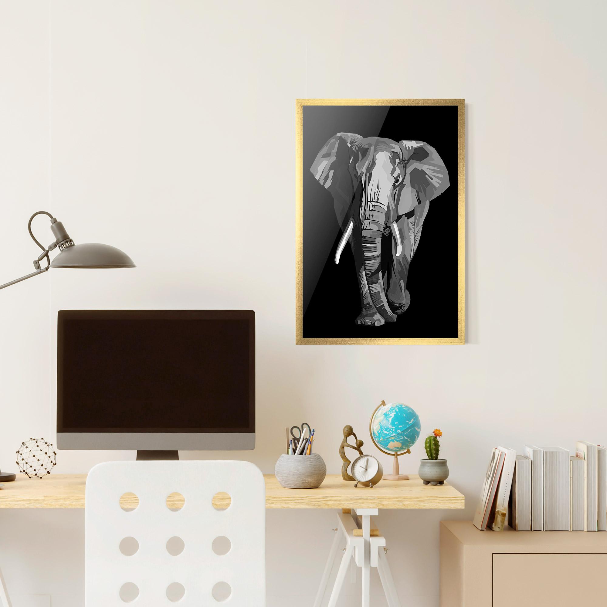 Poster Înrămat Beautiful Grey Elephant mockup 6