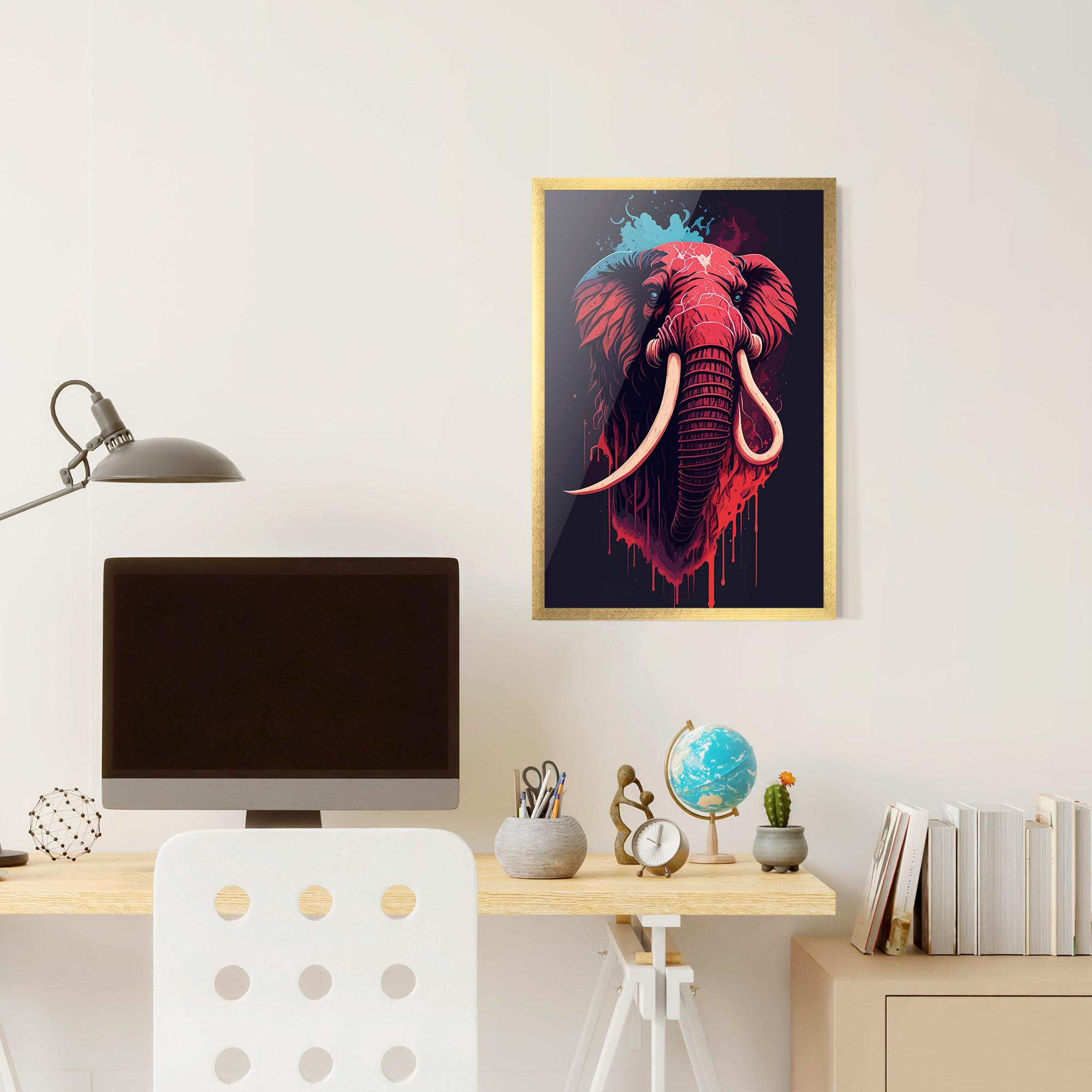 Poster Înrămat Blue Red Elephant mockup 6