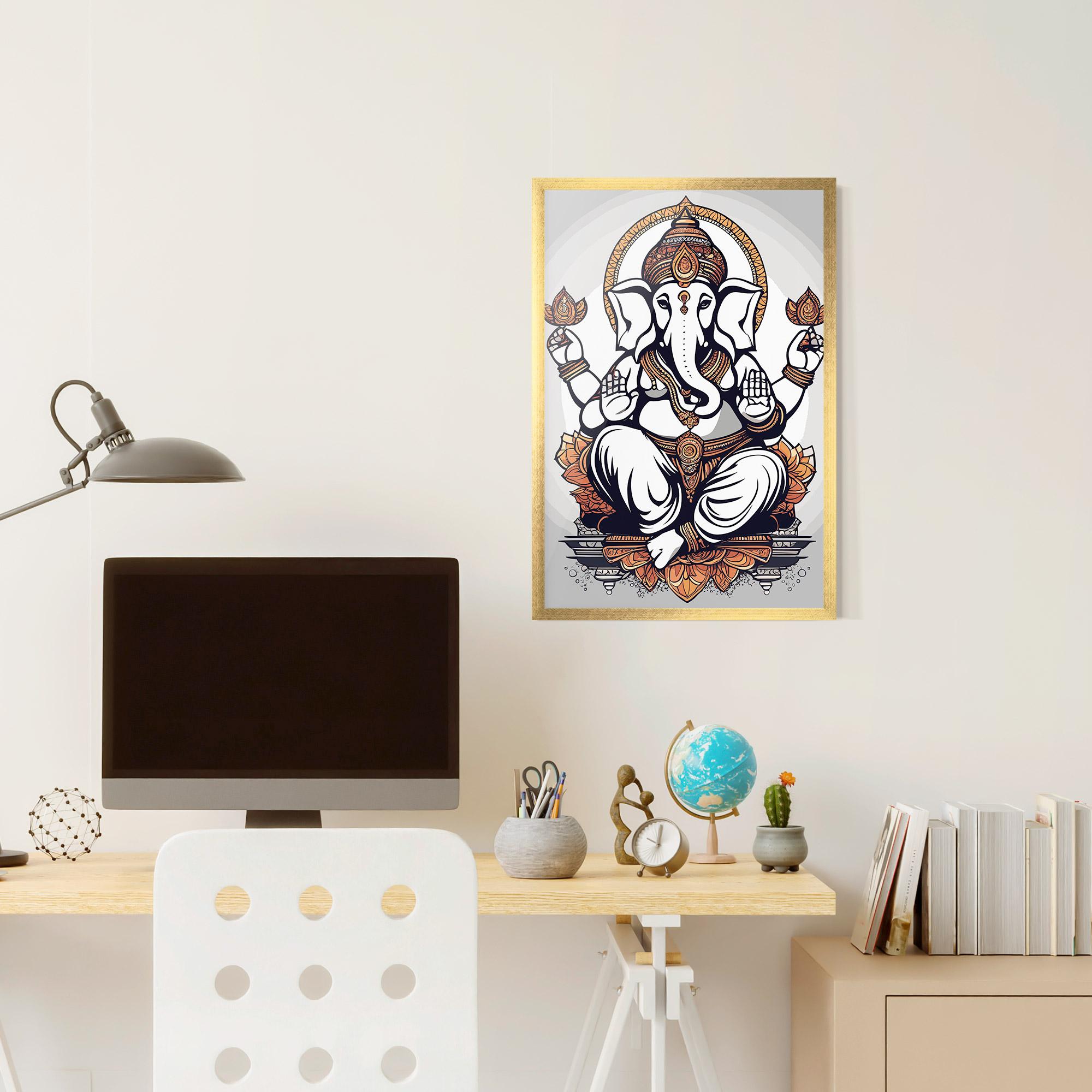 Poster Înrămat Chaturthi Grey mockup 6