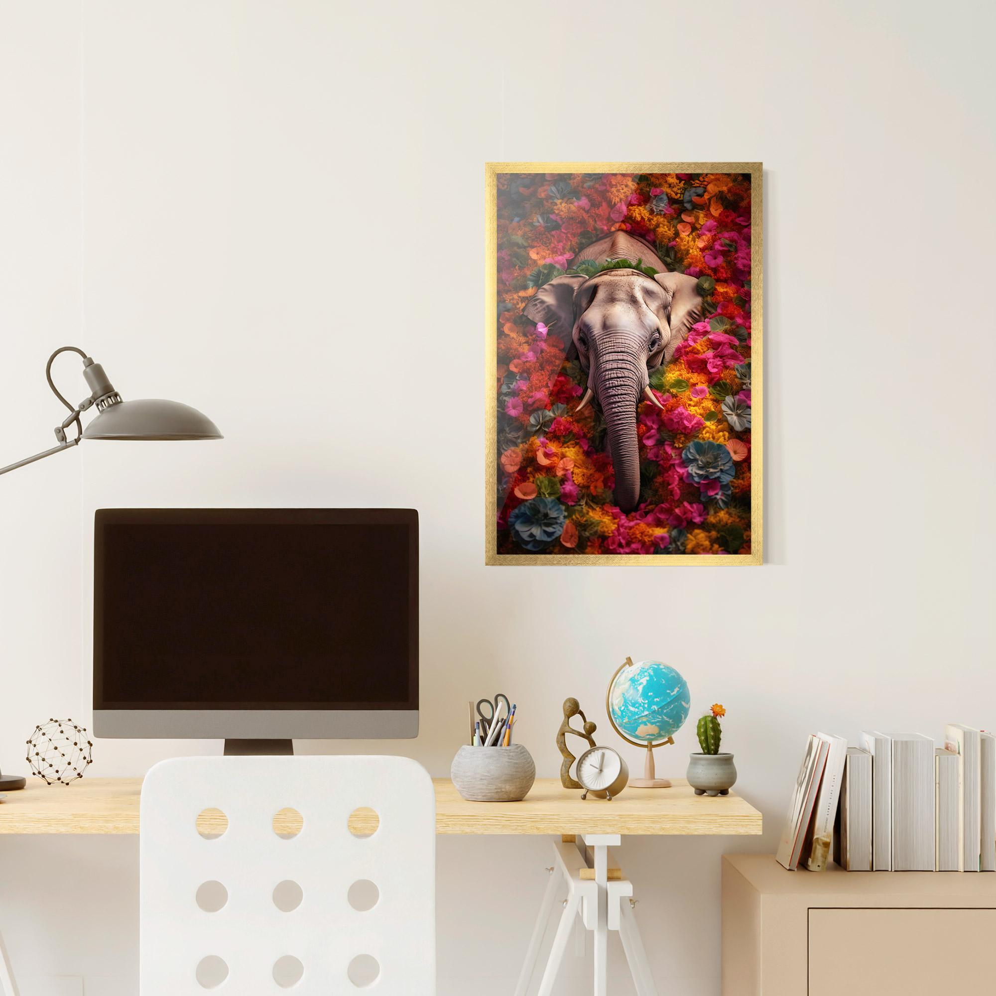 Poster Înrămat Flower Elephant mockup 6