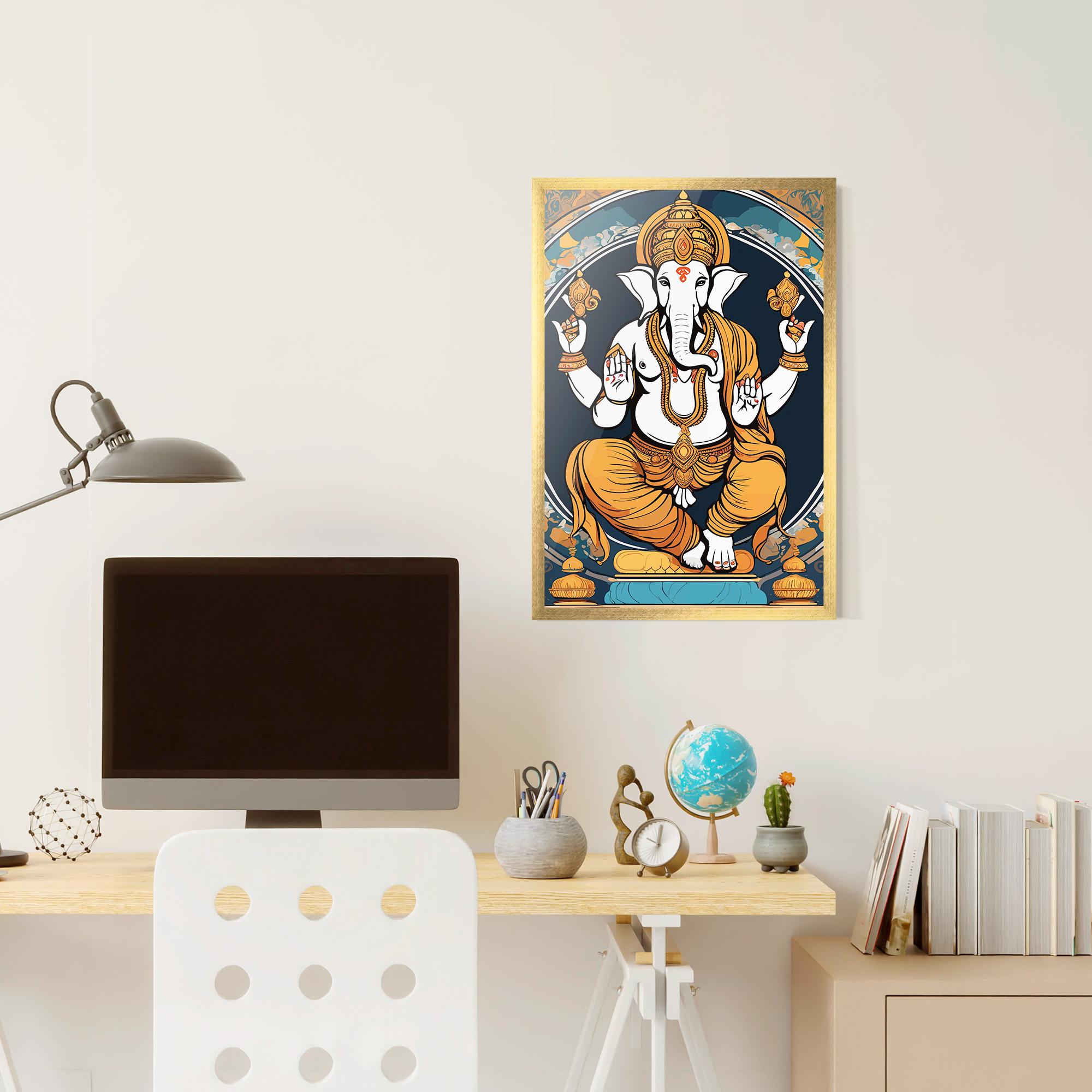 Poster Înrămat Gold Ganpati mockup 6