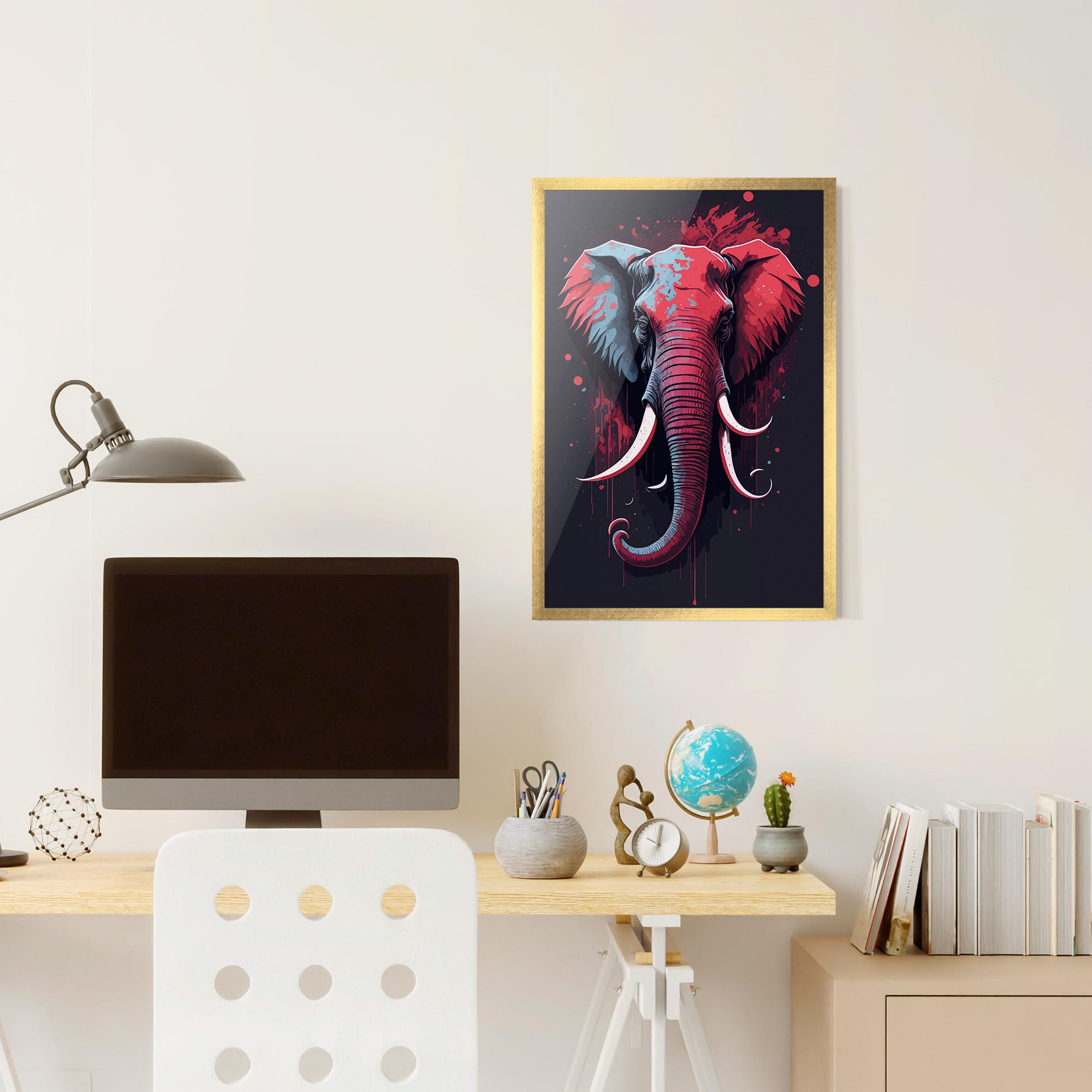 Poster Înrămat Red Blue Elephant mockup 6