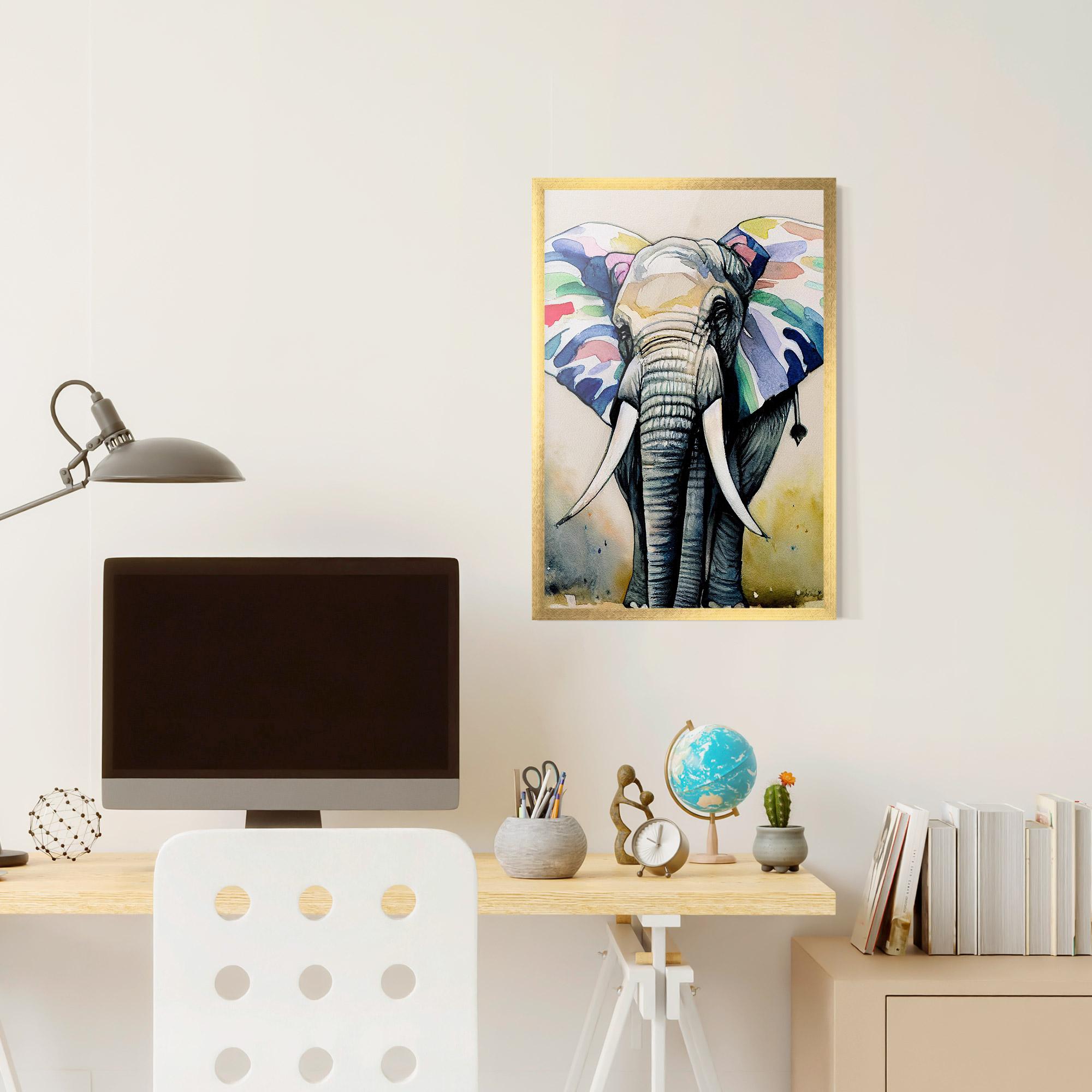 Poster Înrămat Watercolor Elephant Art mockup 6