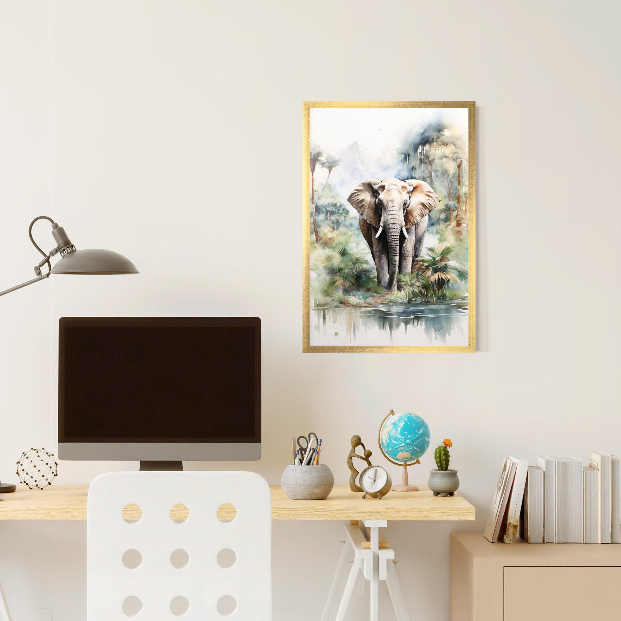 Poster Înrămat Wild Watercolor Elephant mockup 6