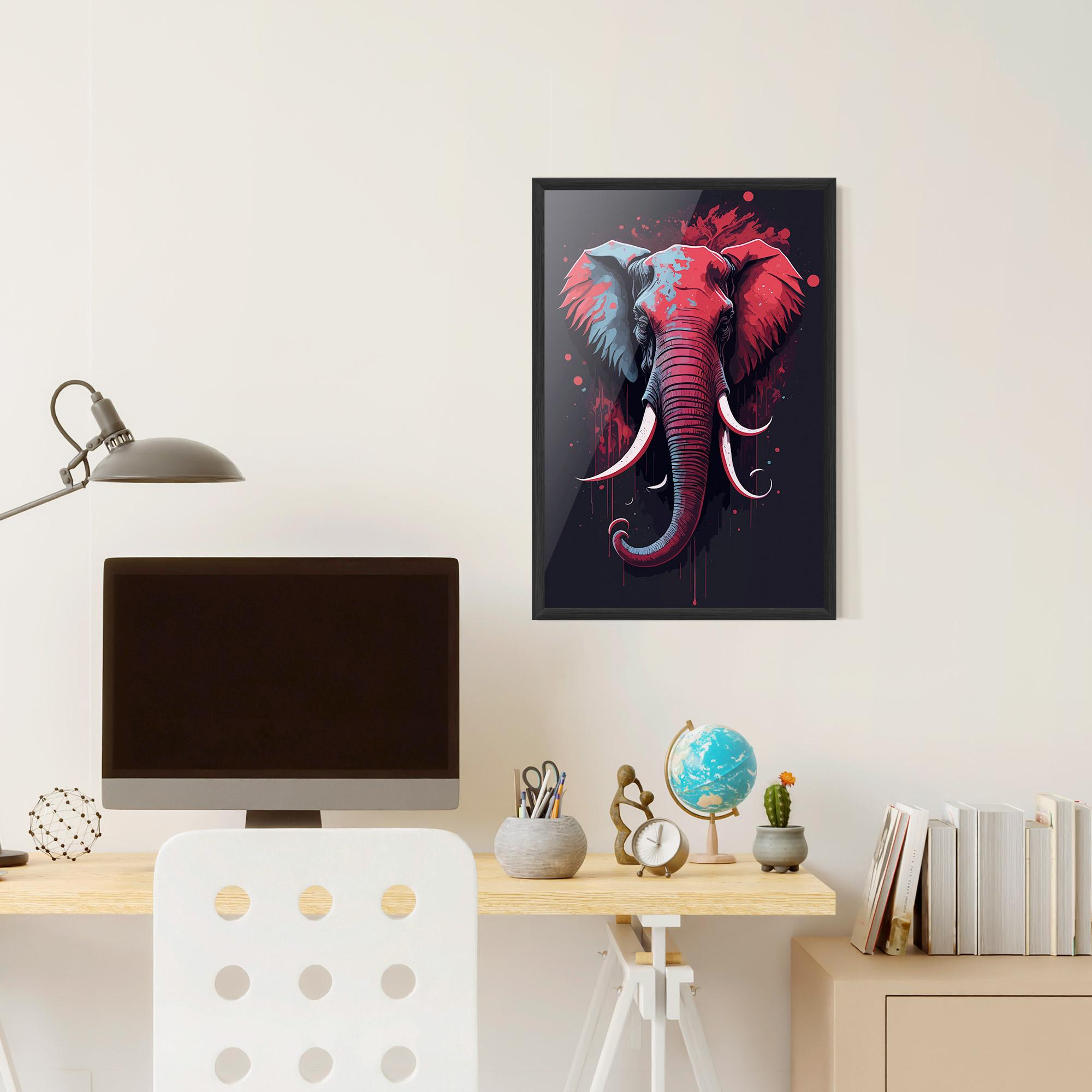 Poster Înrămat Red Blue Elephant mockup 6