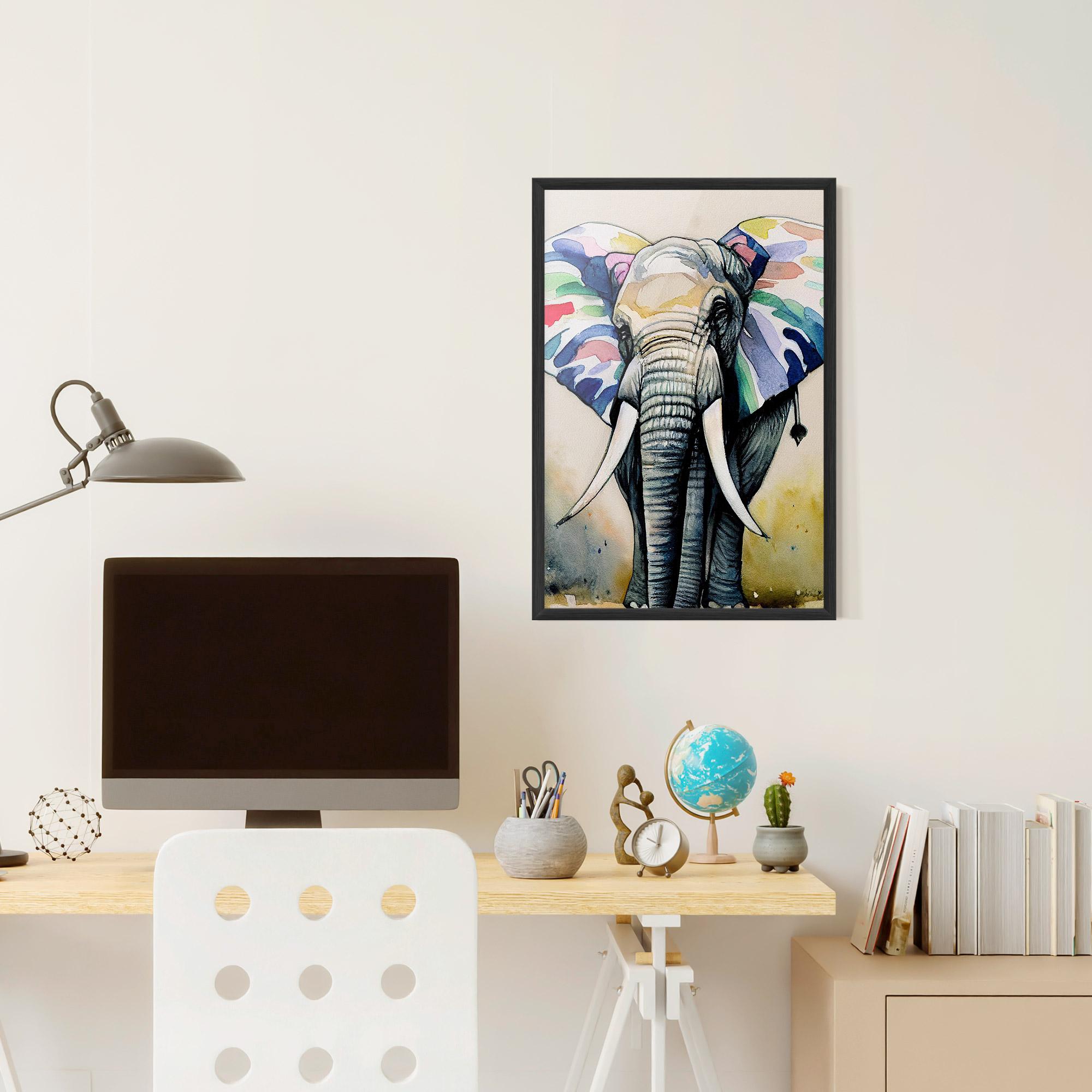 Poster Înrămat Watercolor Elephant Art mockup 6