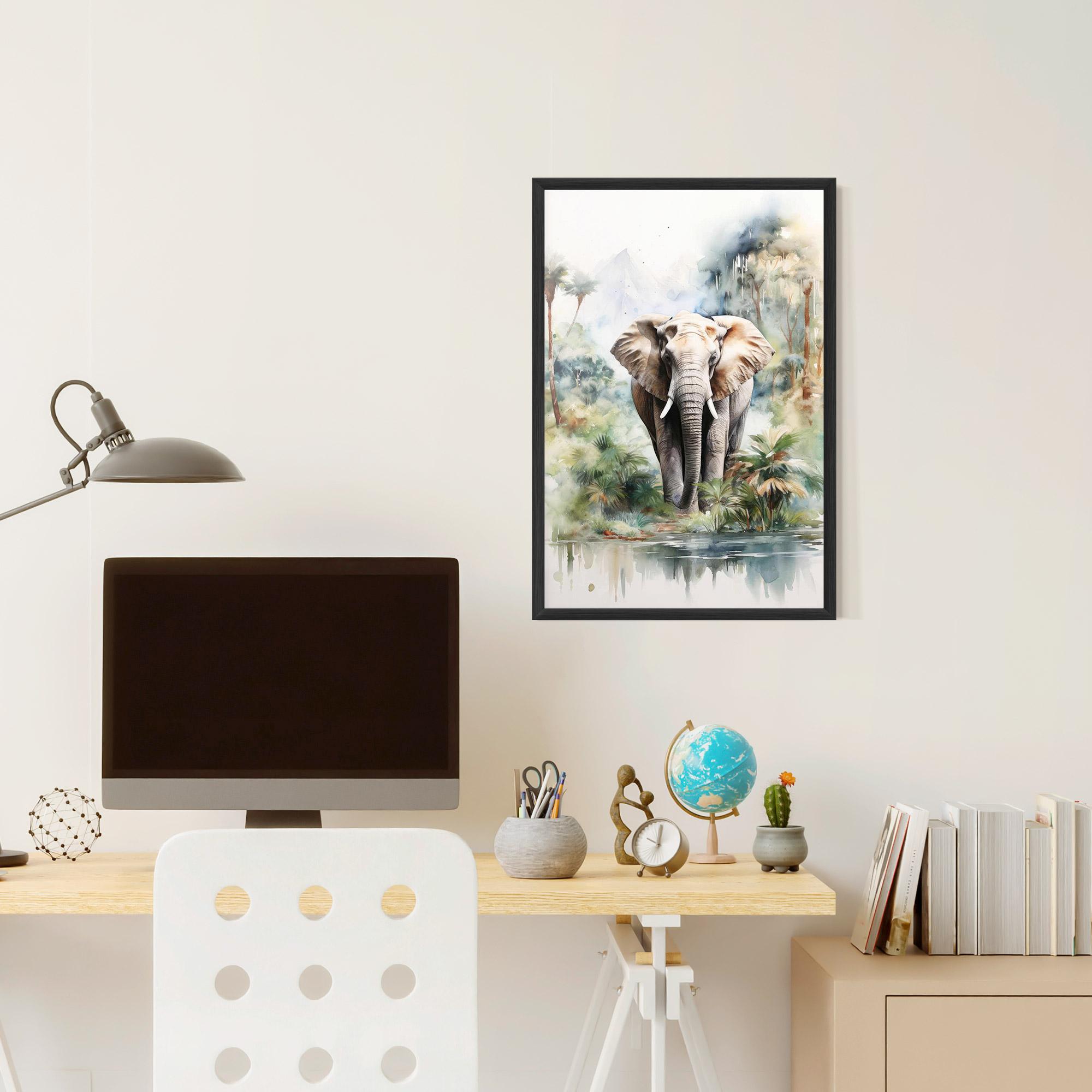Poster Înrămat Wild Watercolor Elephant mockup 6