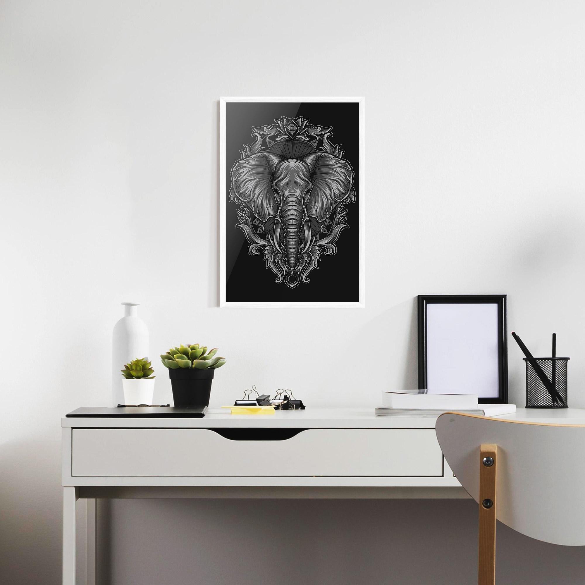 Poster Înrămat Grey Elephant Head mockup 7