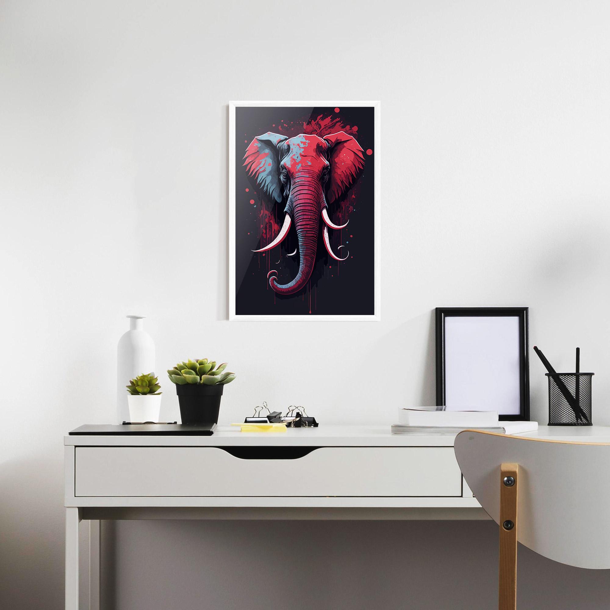 Poster Înrămat Red Blue Elephant mockup 7