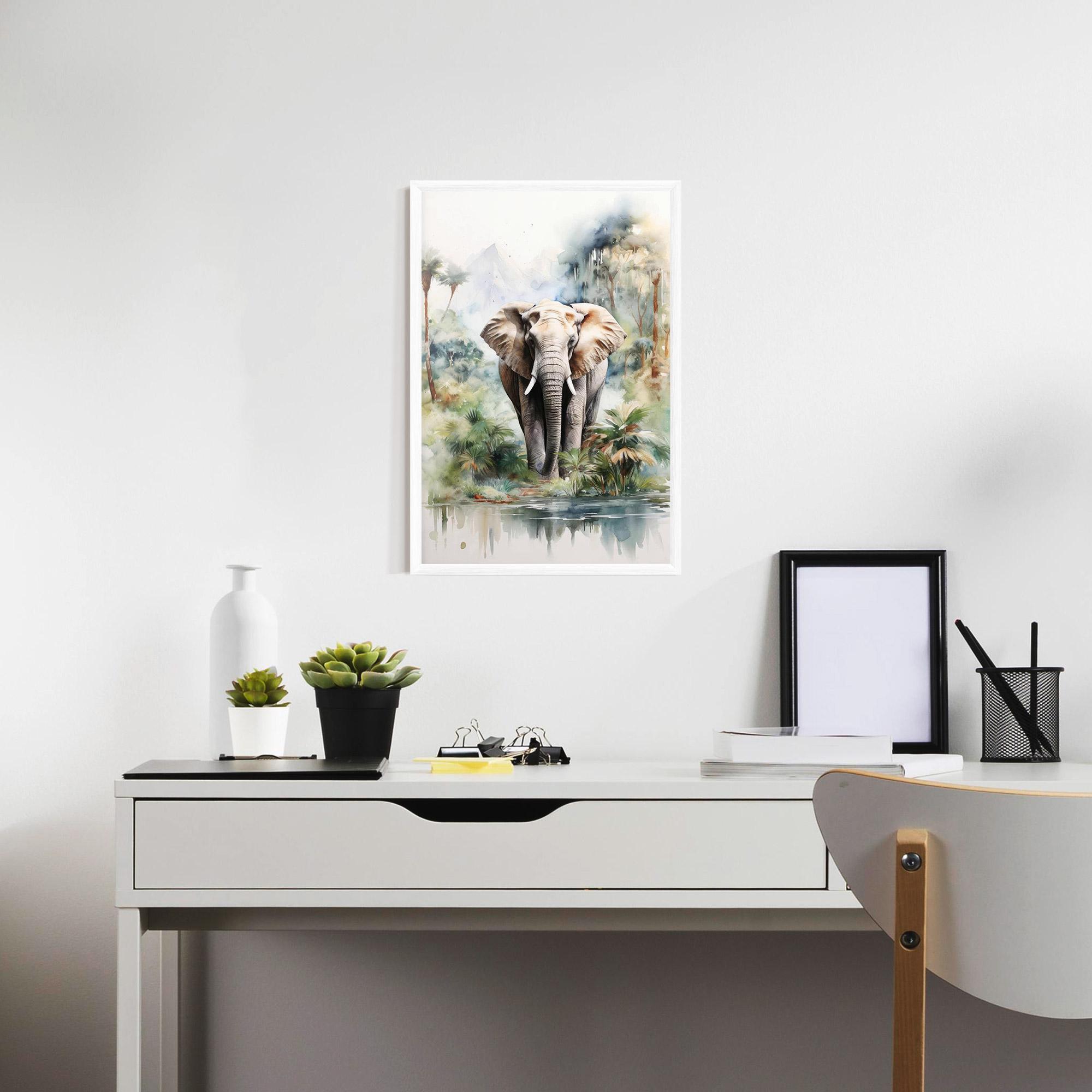 Poster Înrămat Wild Watercolor Elephant mockup 7