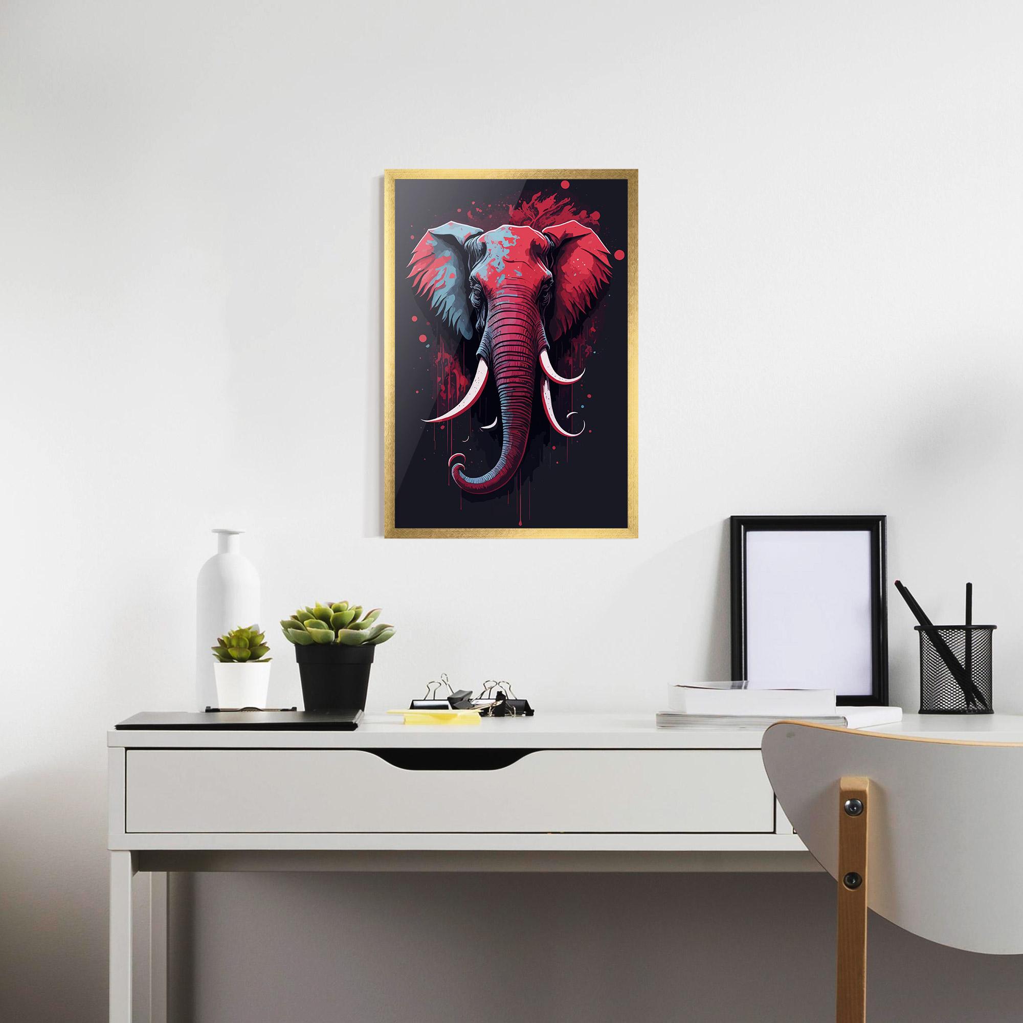 Poster Înrămat Red Blue Elephant mockup 7