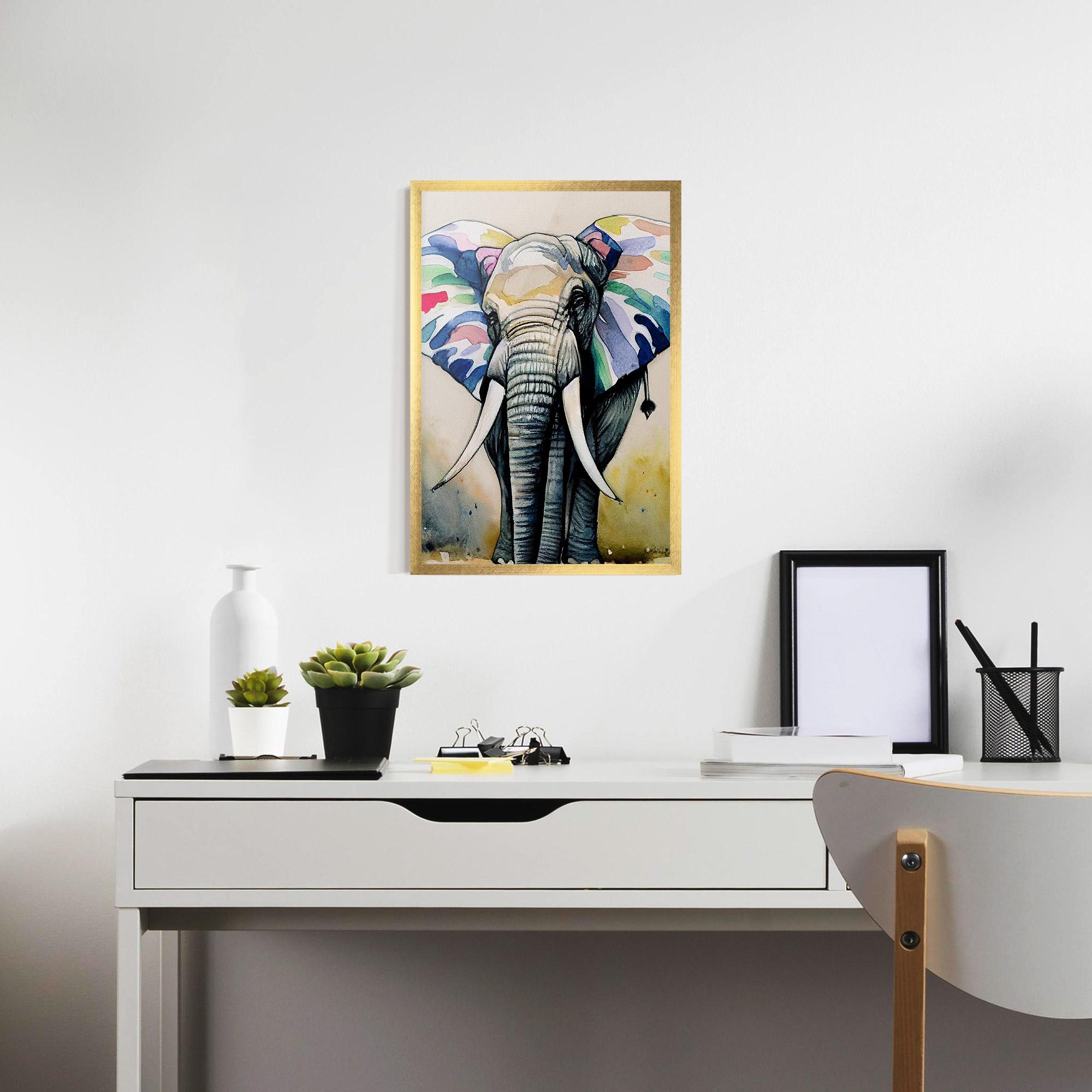 Poster Înrămat Watercolor Elephant Art mockup 7