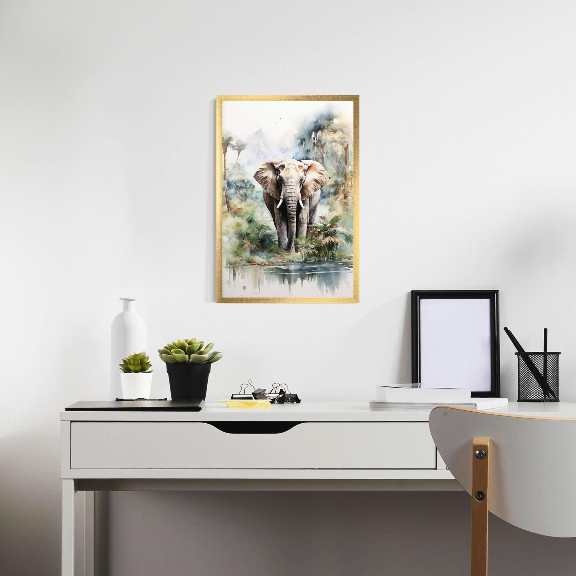 Poster Înrămat Wild Watercolor Elephant mockup 7