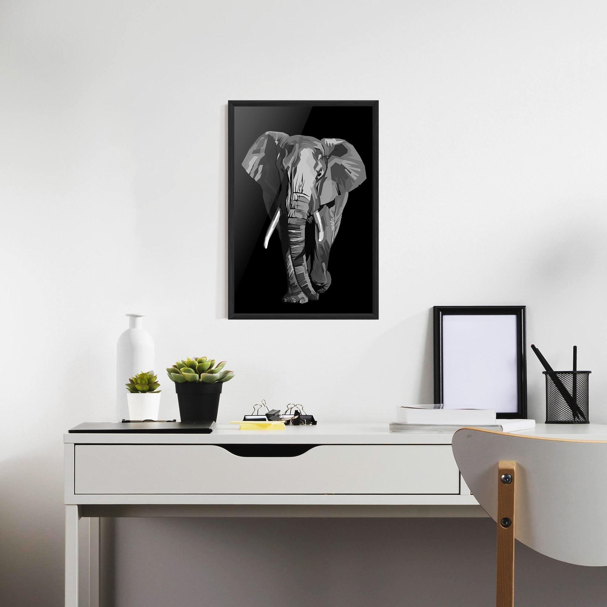 Poster Înrămat Beautiful Grey Elephant mockup 7