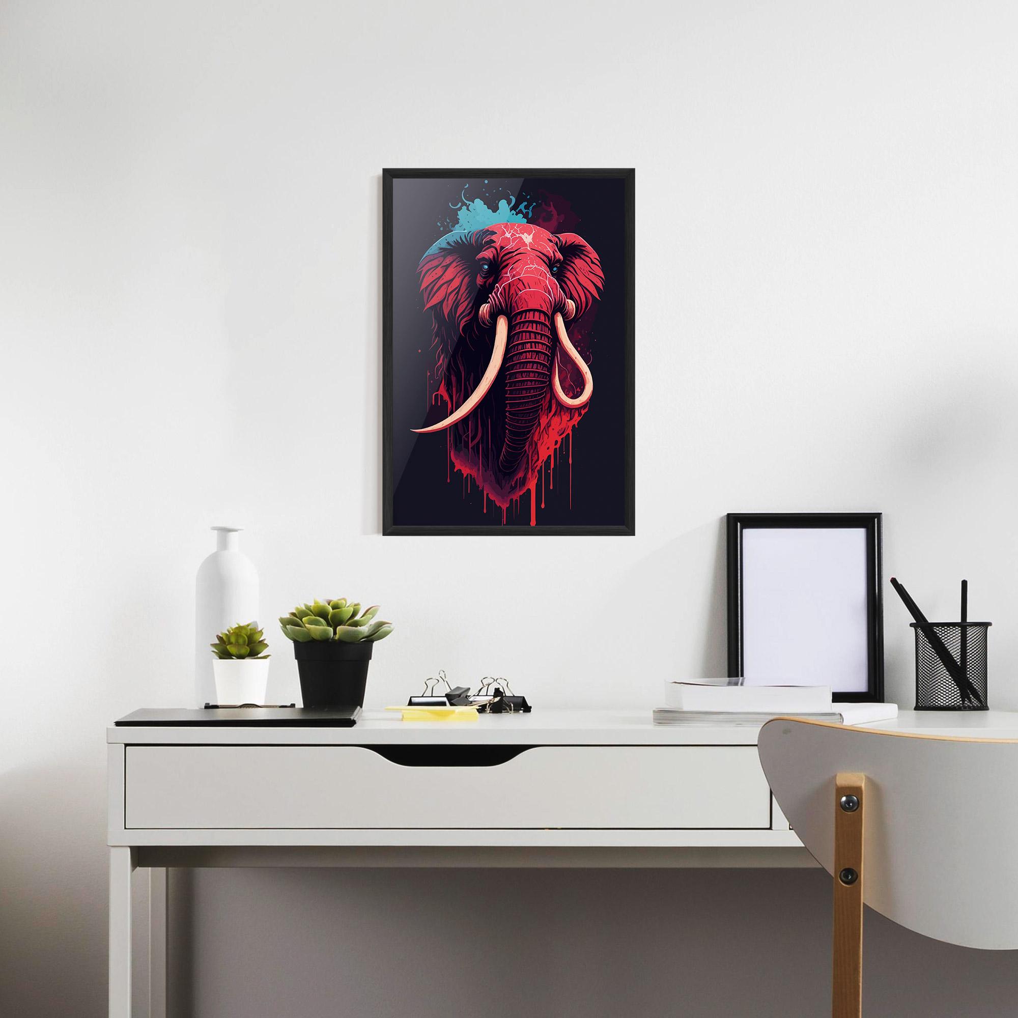 Poster Înrămat Blue Red Elephant mockup 7