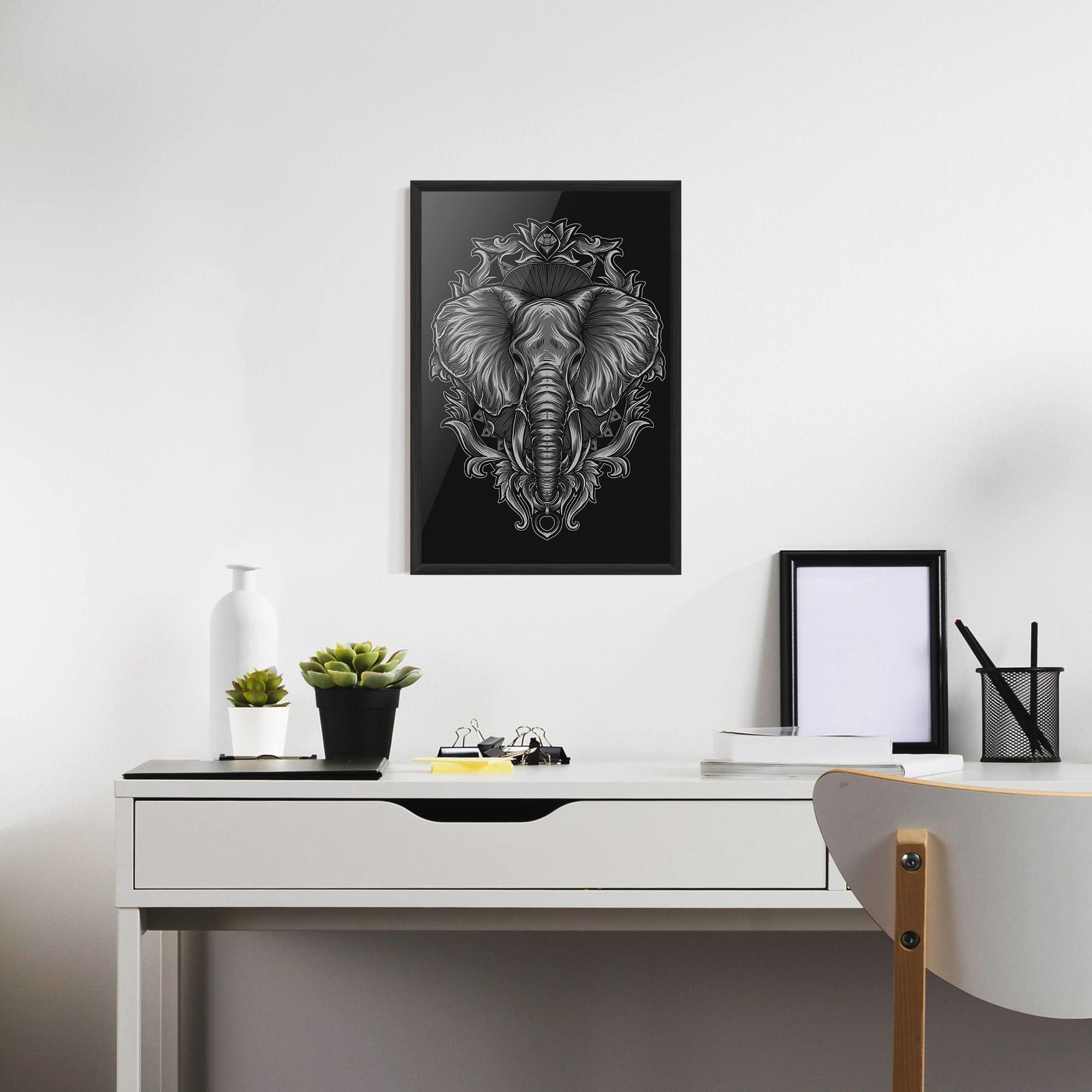 Poster Înrămat Grey Elephant Head mockup 7