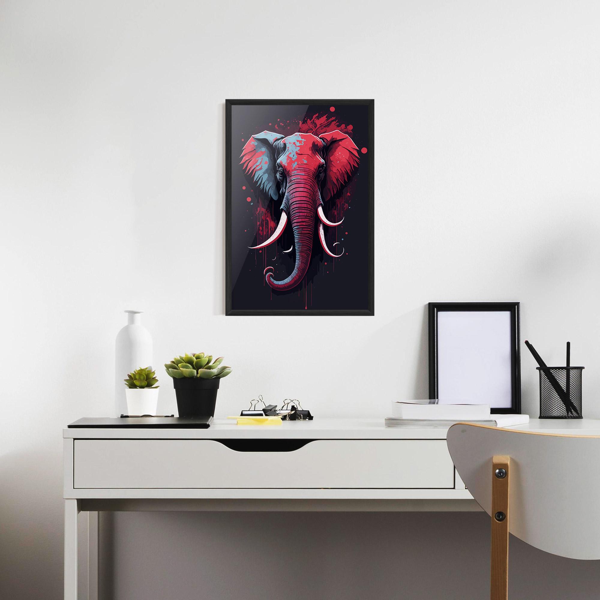 Poster Înrămat Red Blue Elephant mockup 7