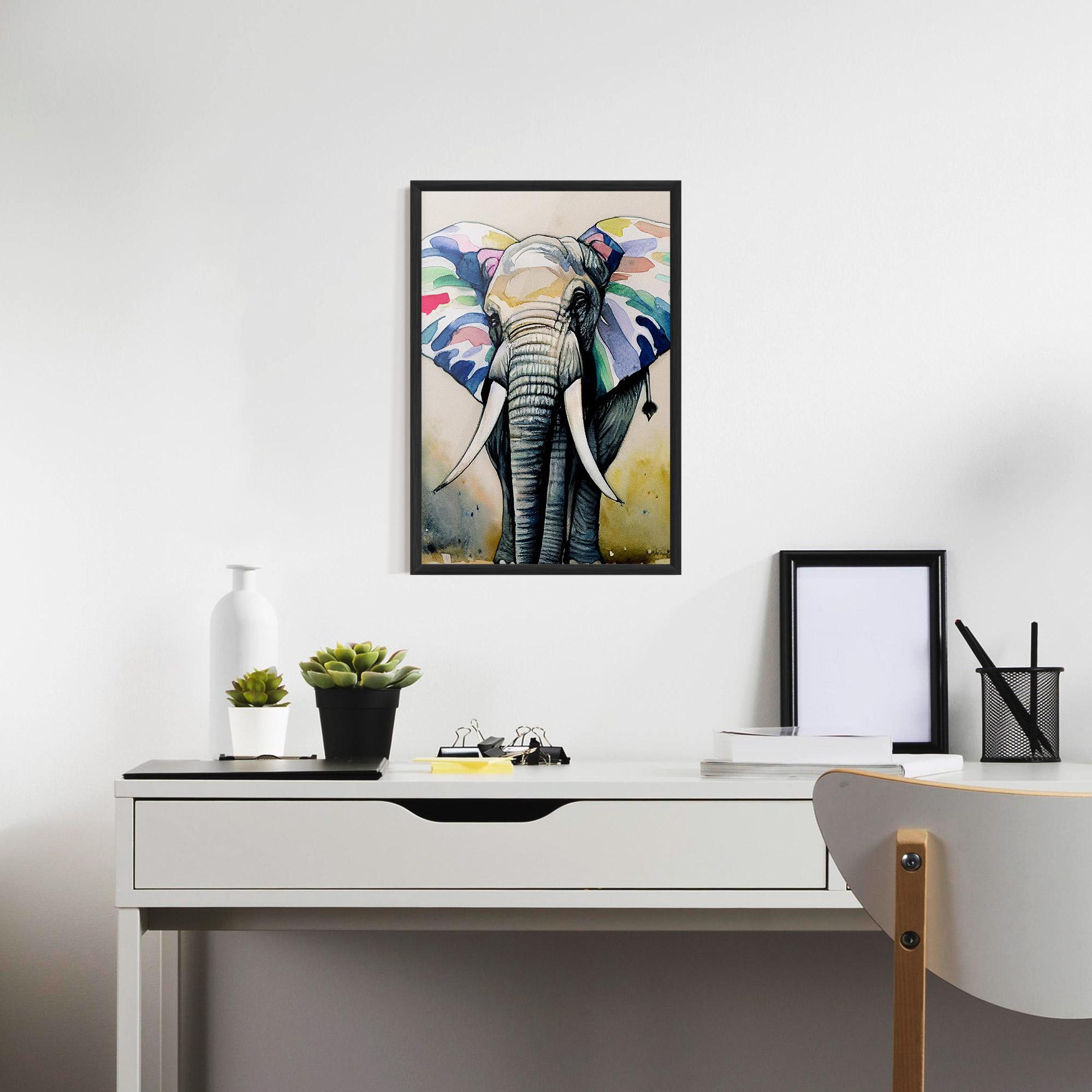 Poster Înrămat Watercolor Elephant Art mockup 7