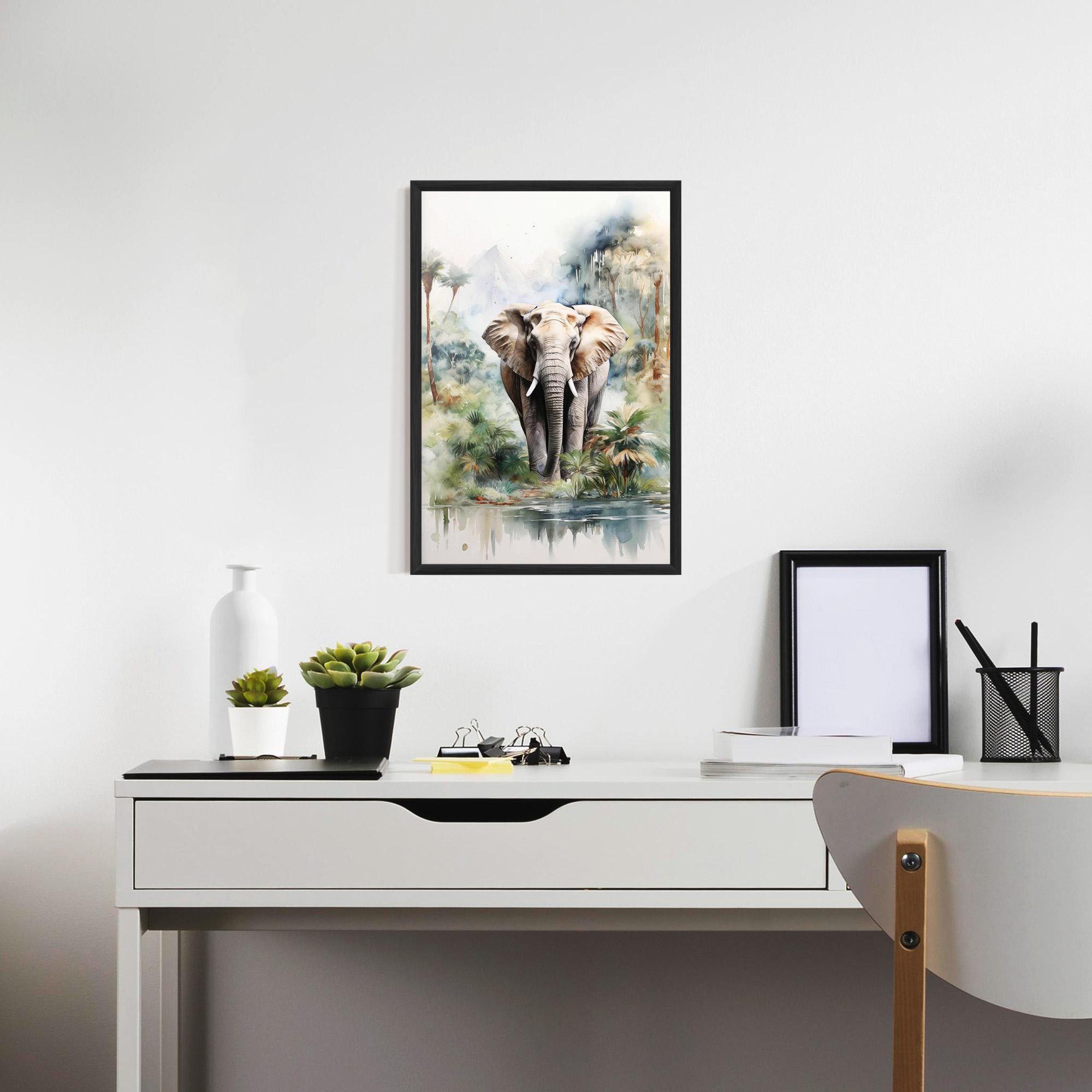 Poster Înrămat Wild Watercolor Elephant mockup 7