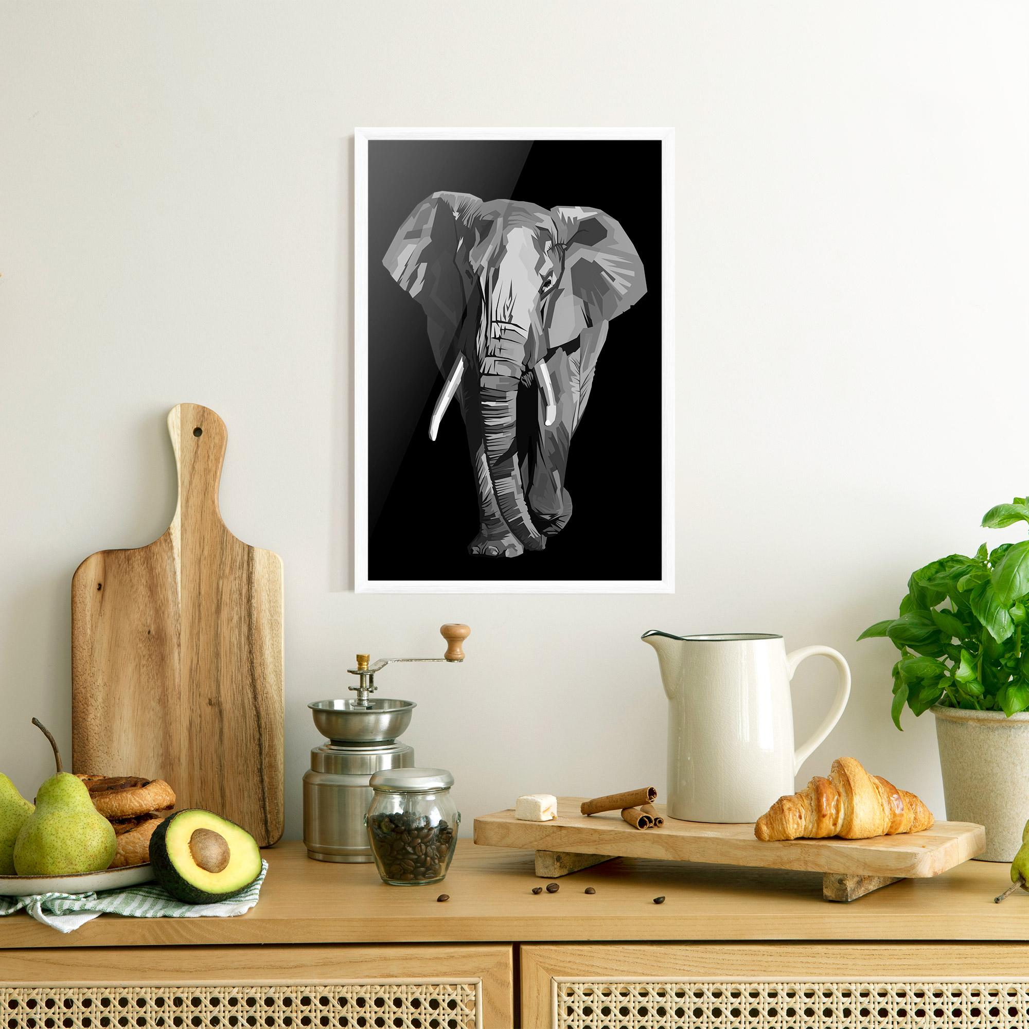 Poster Înrămat Beautiful Grey Elephant mockup 8