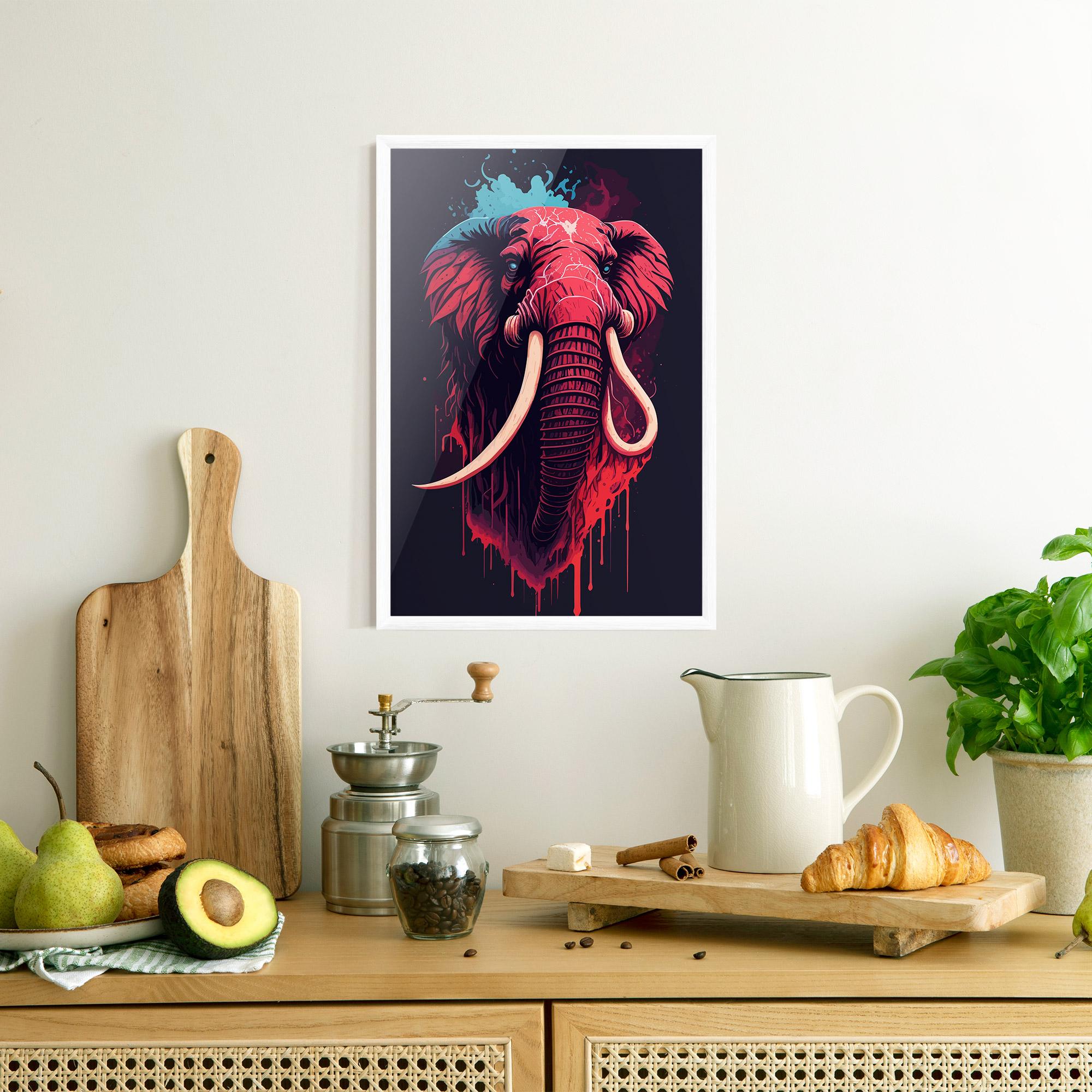 Poster Înrămat Blue Red Elephant mockup 8