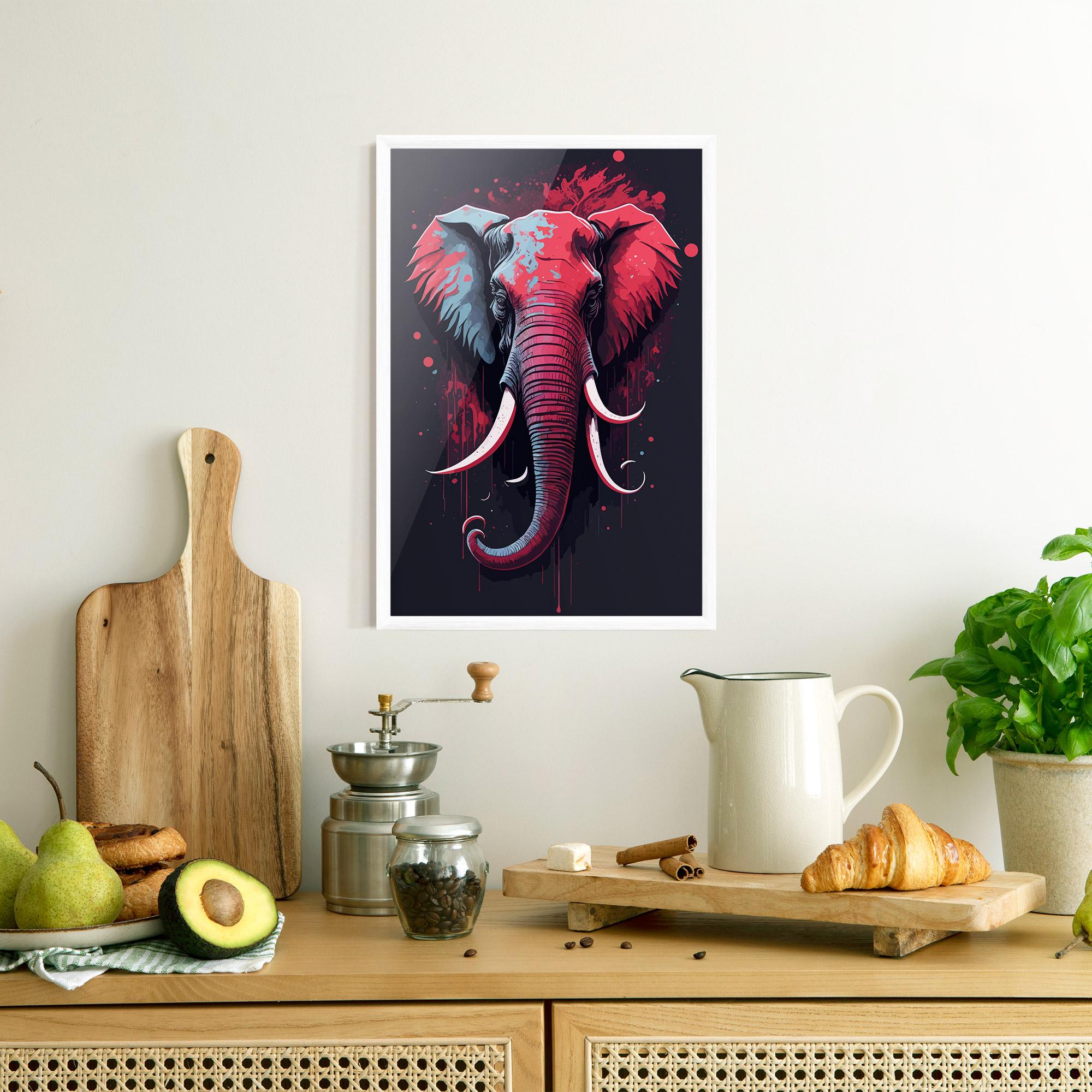 Poster Înrămat Red Blue Elephant mockup 8