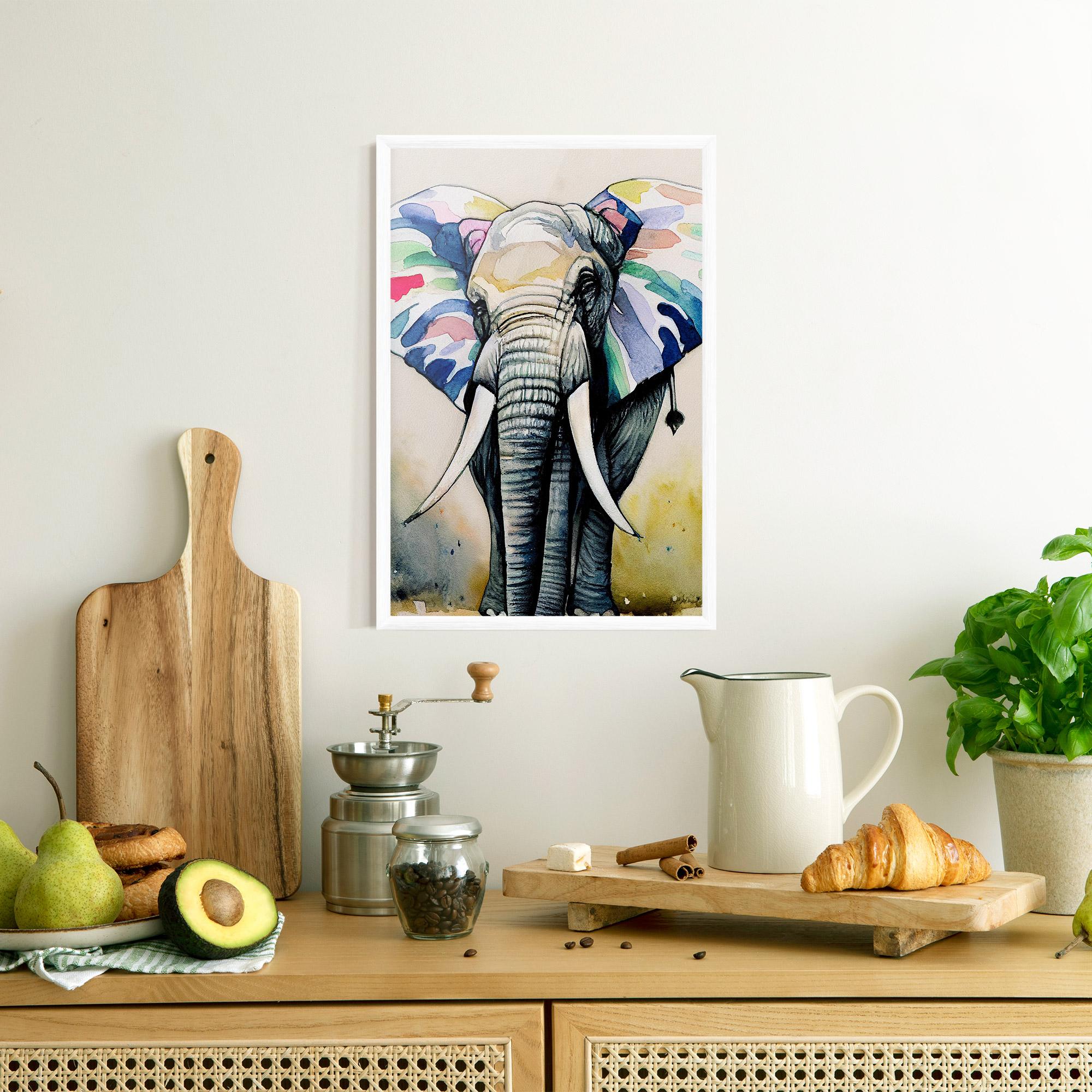 Poster Înrămat Watercolor Elephant Art mockup 8