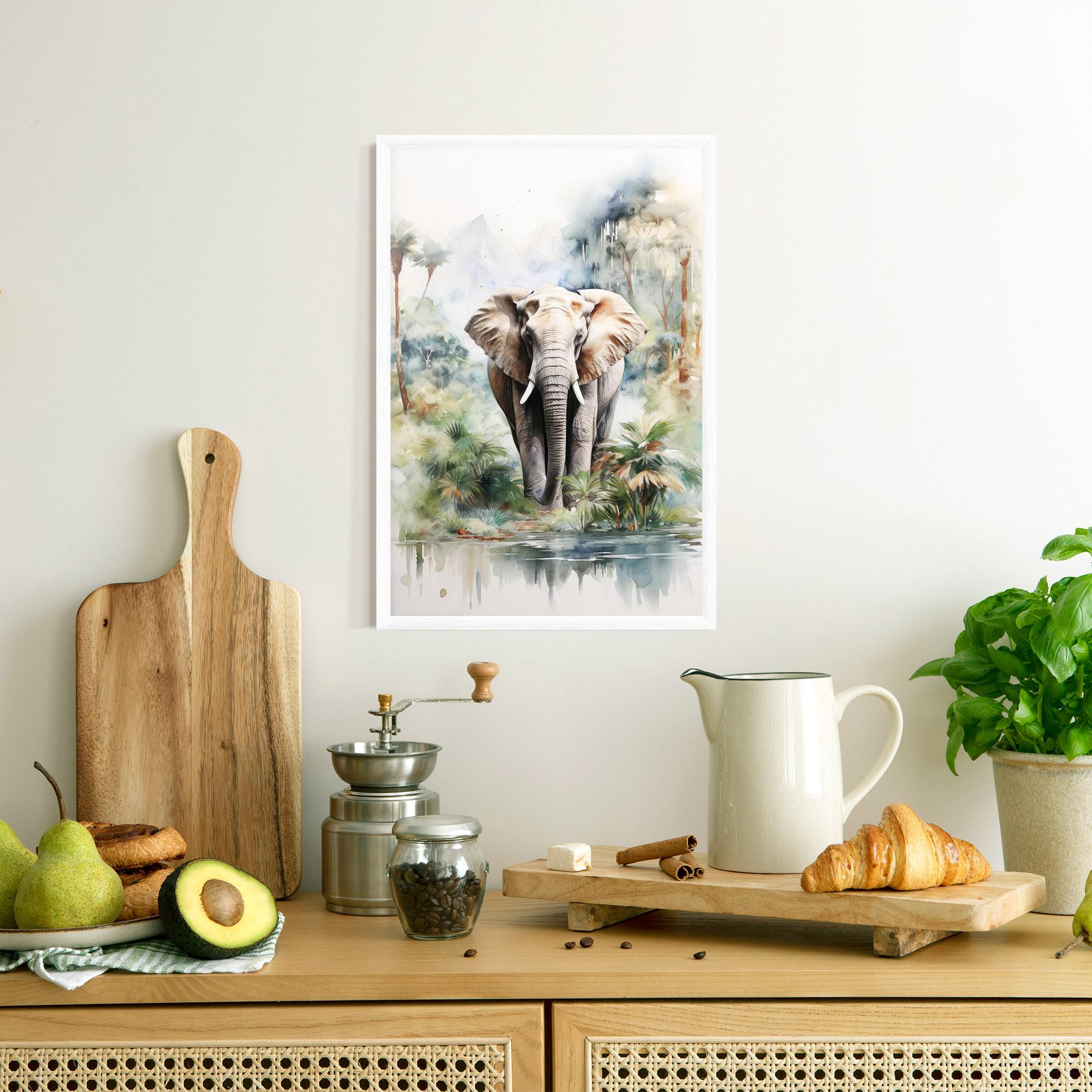 Poster Înrămat Wild Watercolor Elephant mockup 8