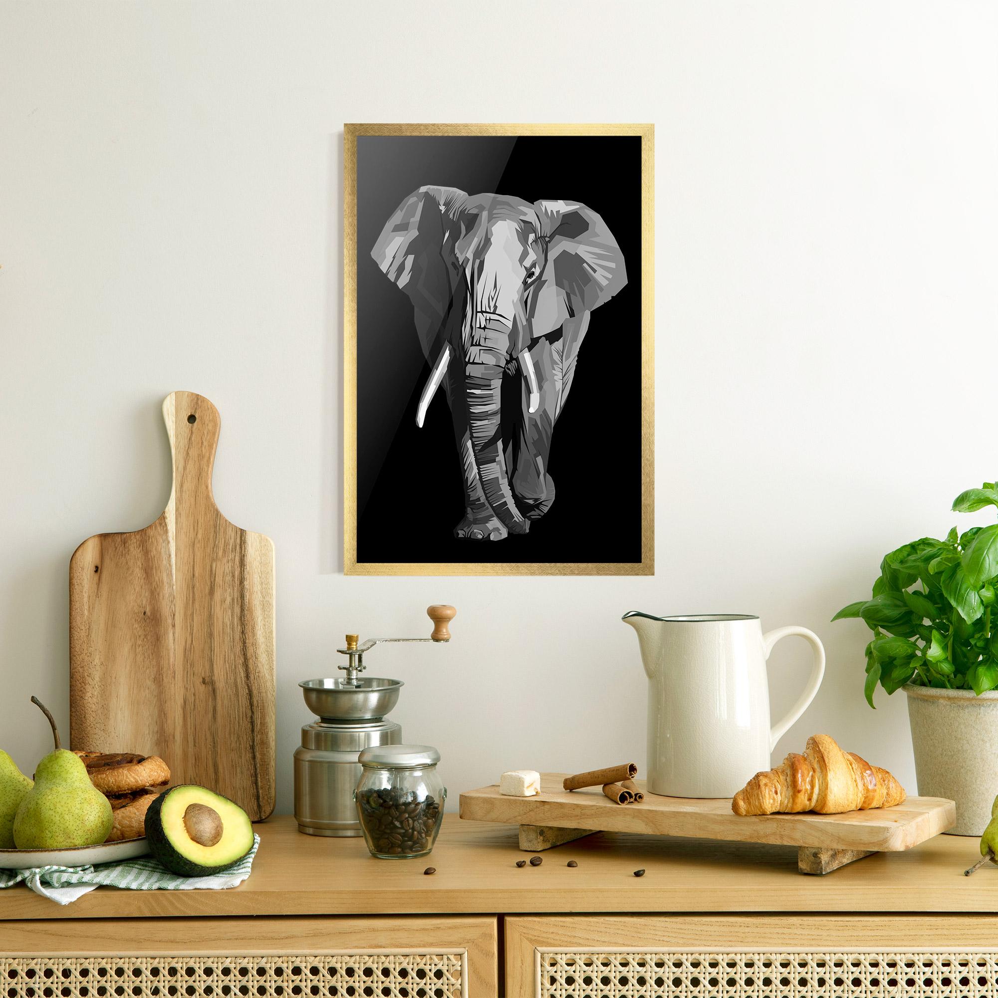 Poster Înrămat Beautiful Grey Elephant mockup 8
