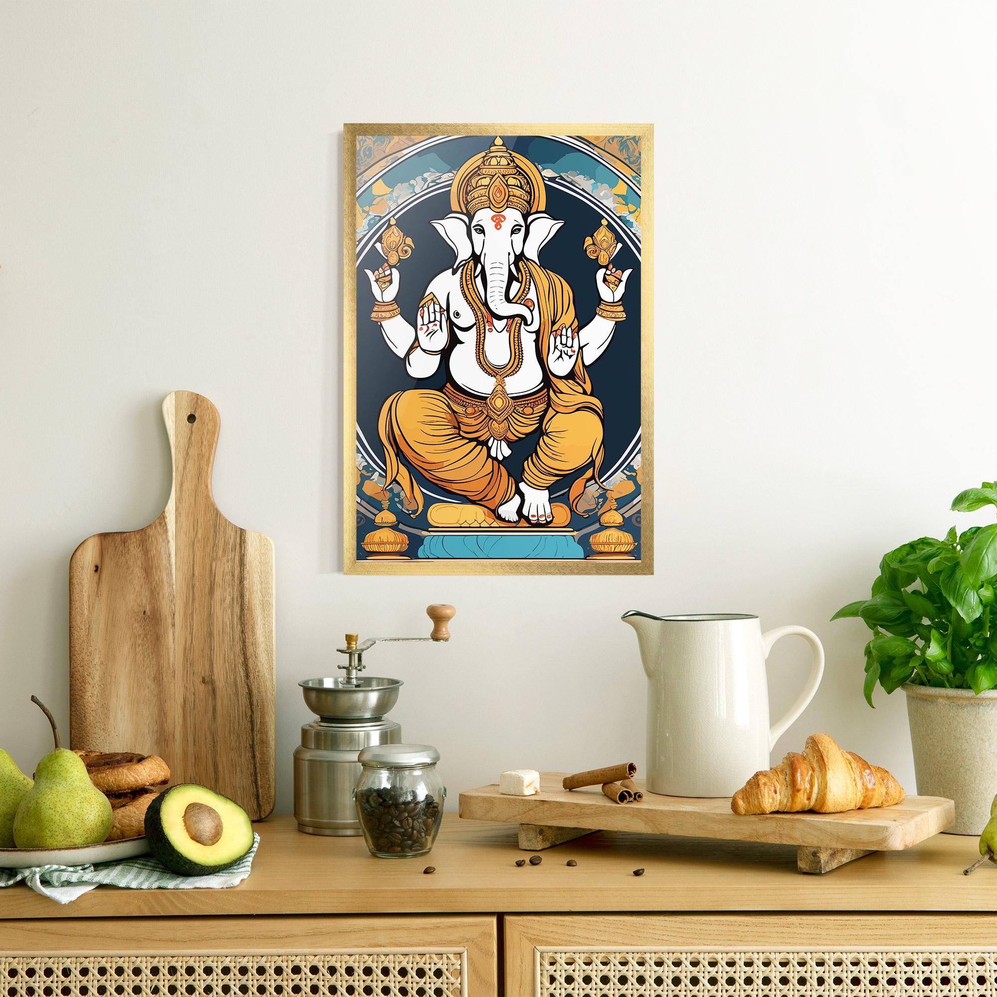 Poster Înrămat Gold Ganpati mockup 8