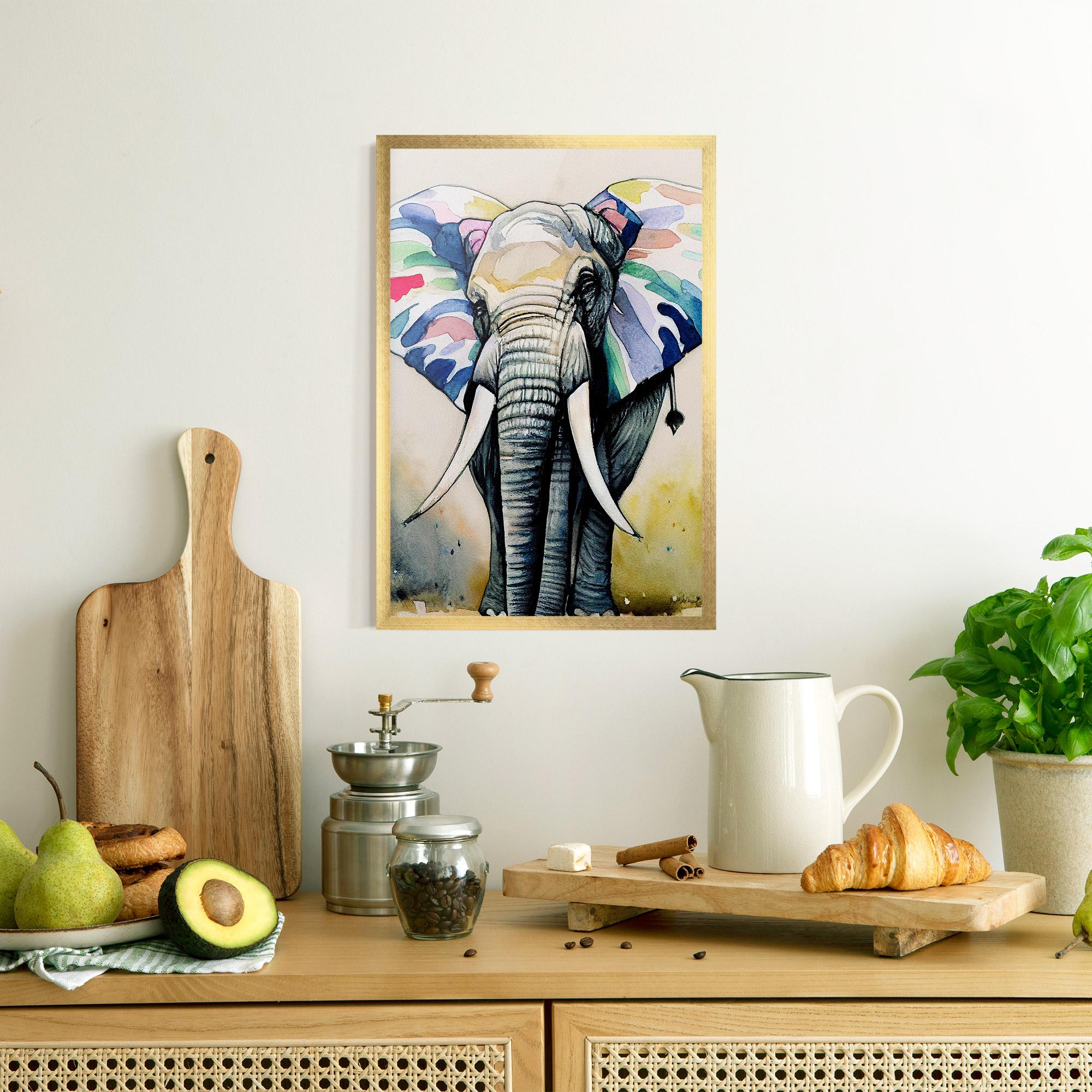Poster Înrămat Watercolor Elephant Art mockup 8