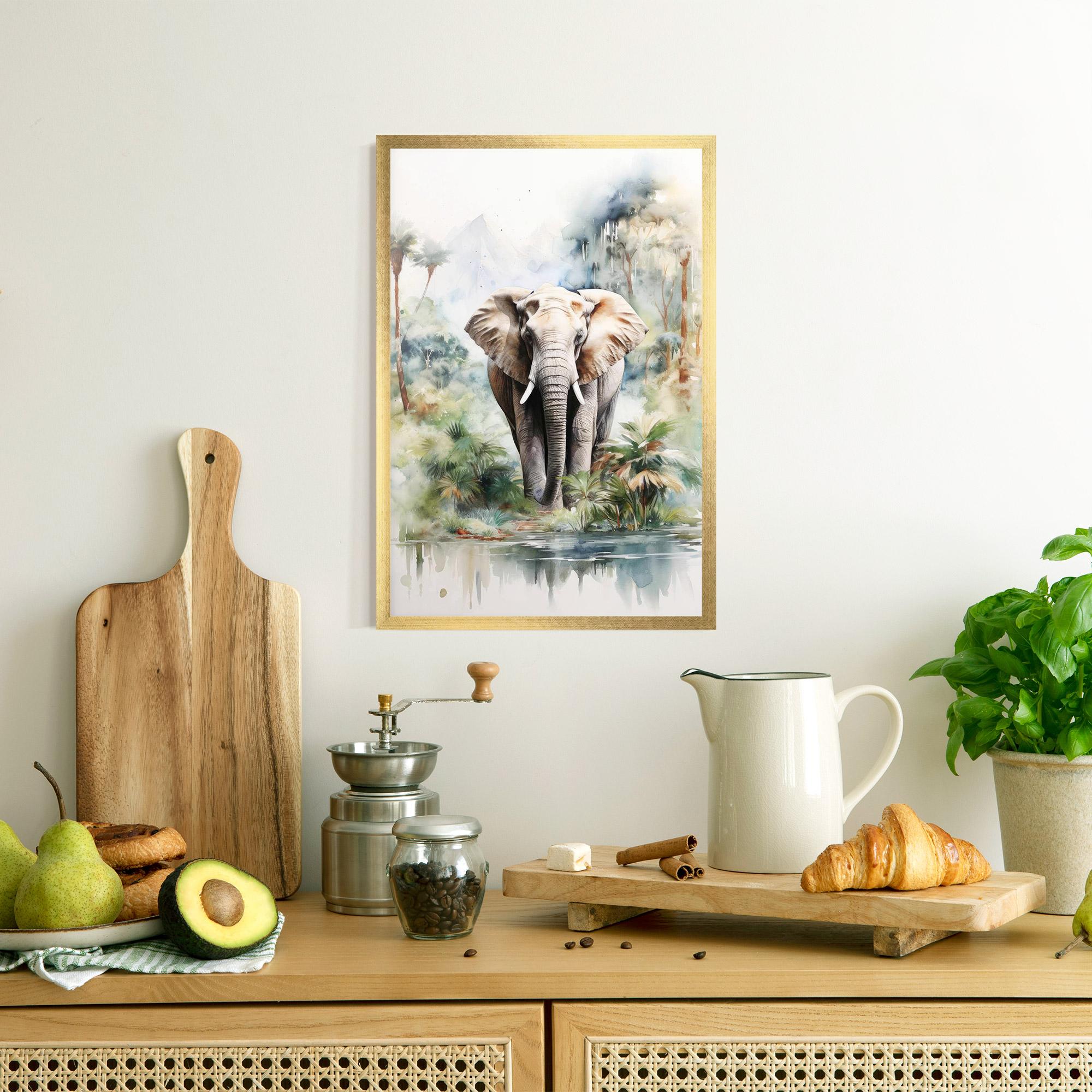 Poster Înrămat Wild Watercolor Elephant mockup 8