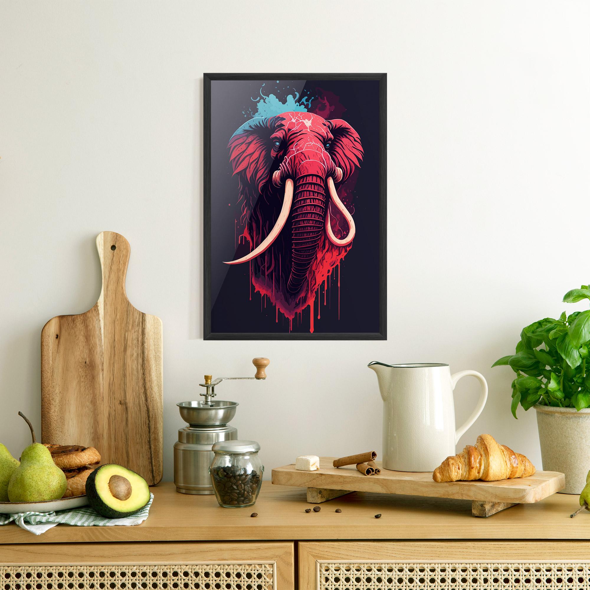 Poster Înrămat Blue Red Elephant mockup 8