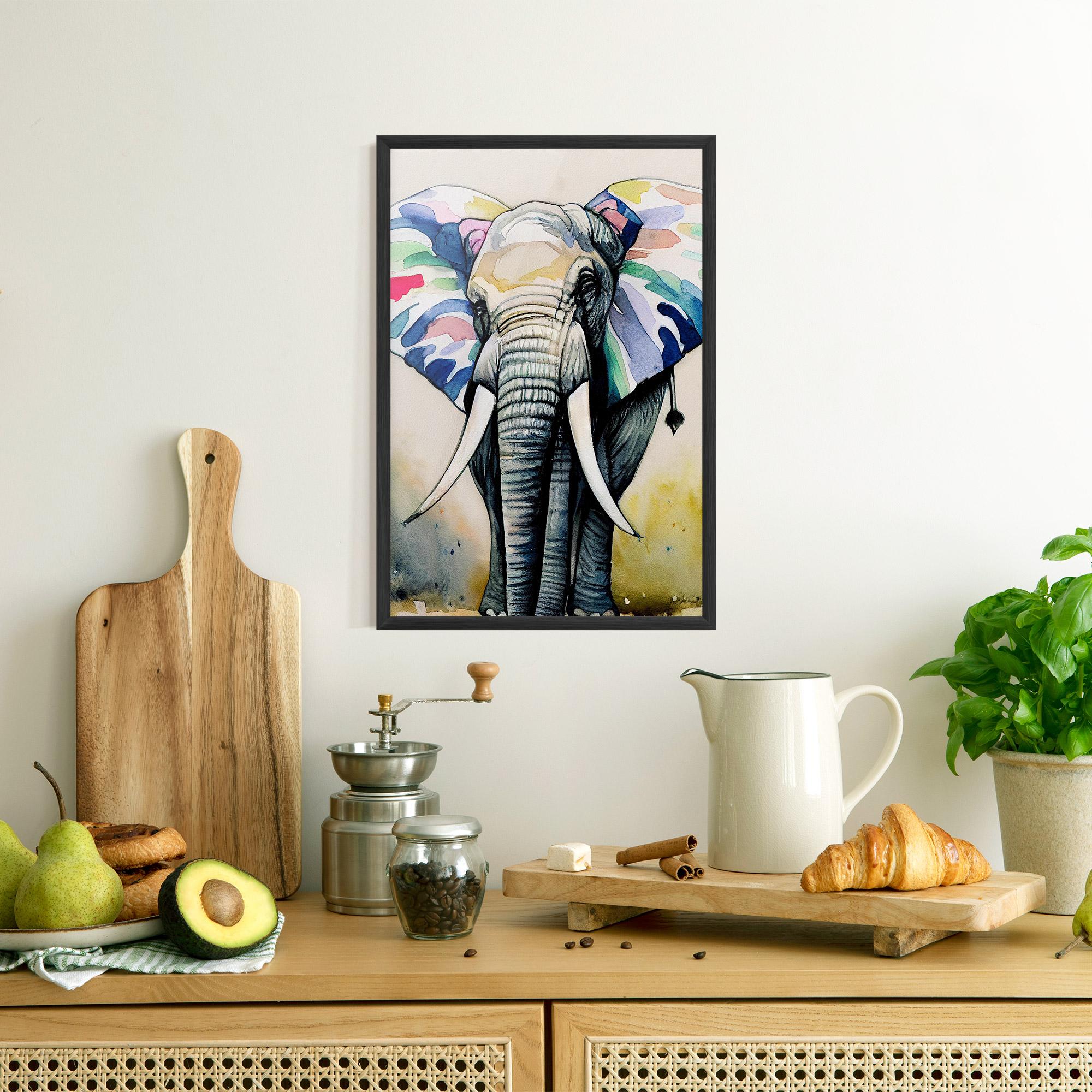 Poster Înrămat Watercolor Elephant Art mockup 8